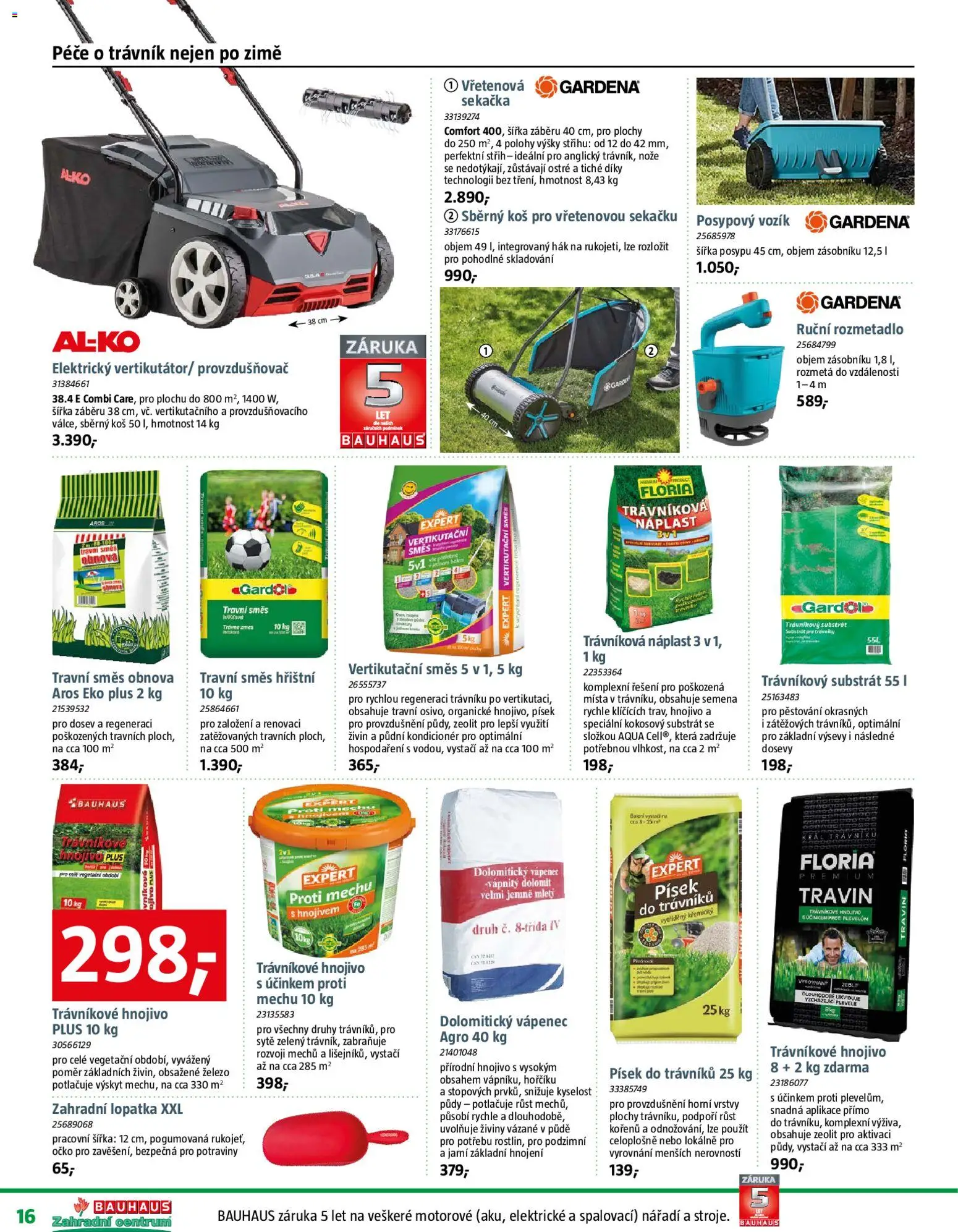 Bauhaus katalog Zahradní centrum od 20.03.2026 | Strana: 16 | Produkty: Písek, Semena, Sekačka, Hnojivo