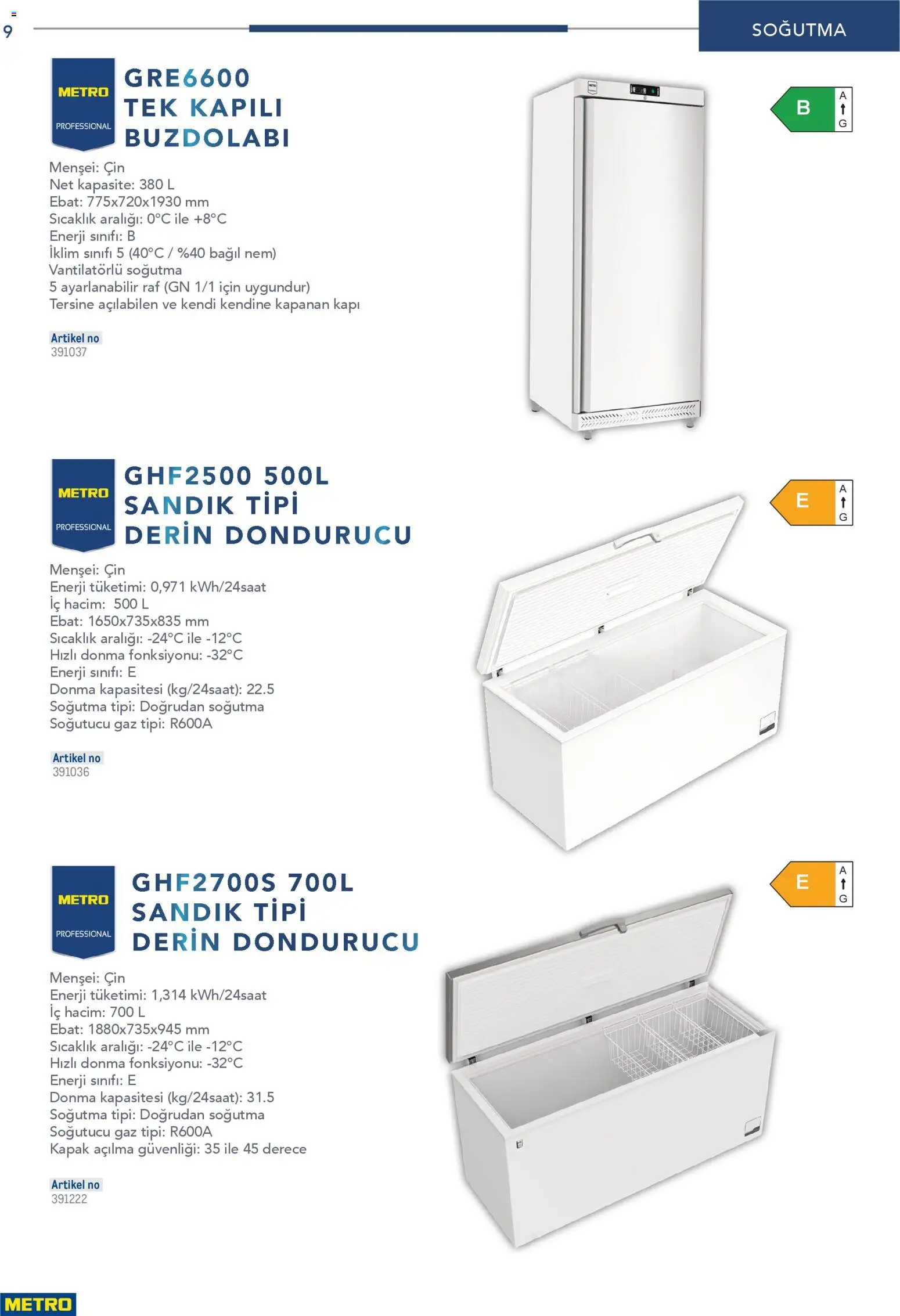 Metro - Profesyonel Çözümler - 26.12.2025 tarihinden itibaren geçerlidir | Sayfa: 9 | Ürünler: Raf, Cin, Buzdolabı, Dondurucu
