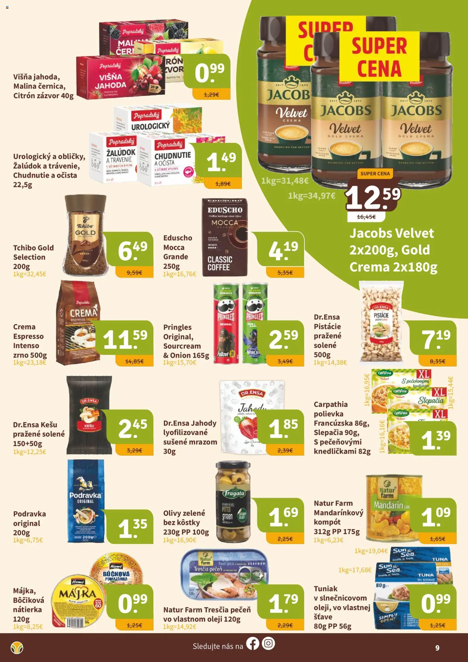 Nové Nitrazdroj akcie – leták je platný od 20.03.2026 | Strana: 9 | Produkty: Jacobs Velvet, Tuniak, Pringles, Pistácie