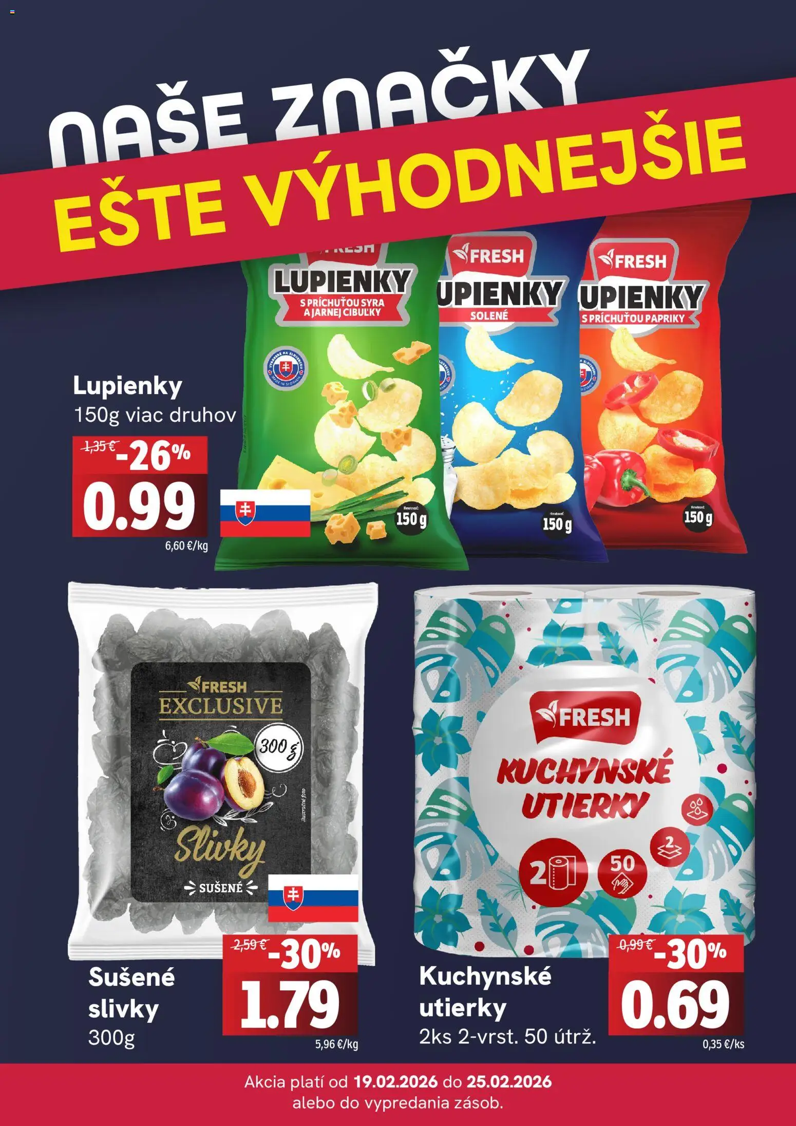 Nové Fresh akcie – leták je platný od 19.02.2026 | Strana: 4 | Produkty: Slivky, Sušené slivky
