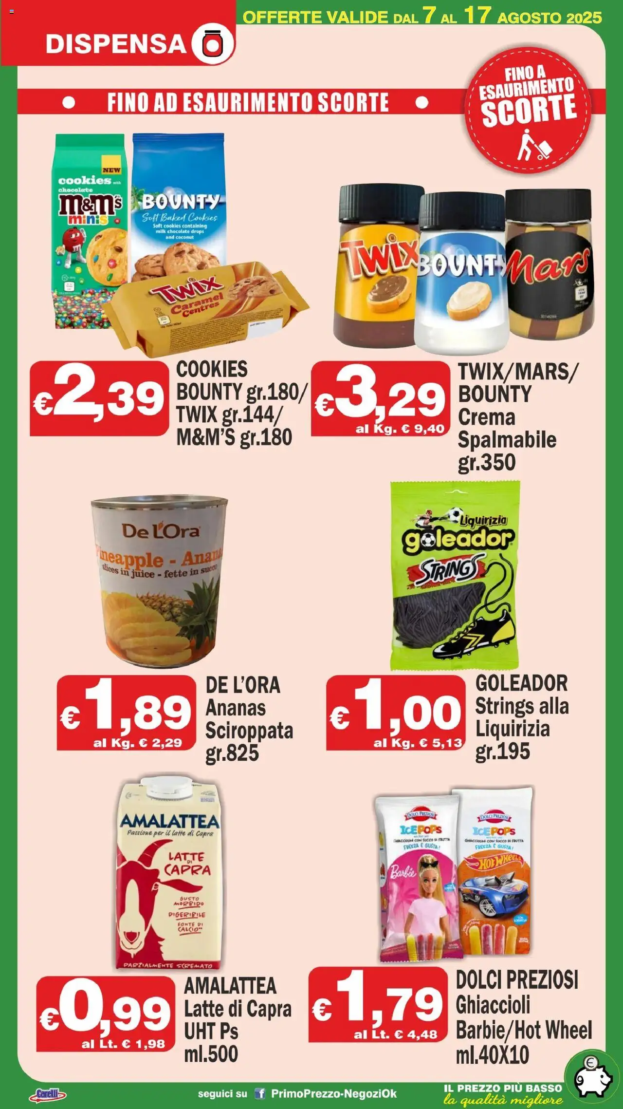 Volantino Primo Prezzo del 07.08.2025 | Pagina: 14 | Prodotti: Ghiaccioli, Frutta, Latte, Succo di frutta