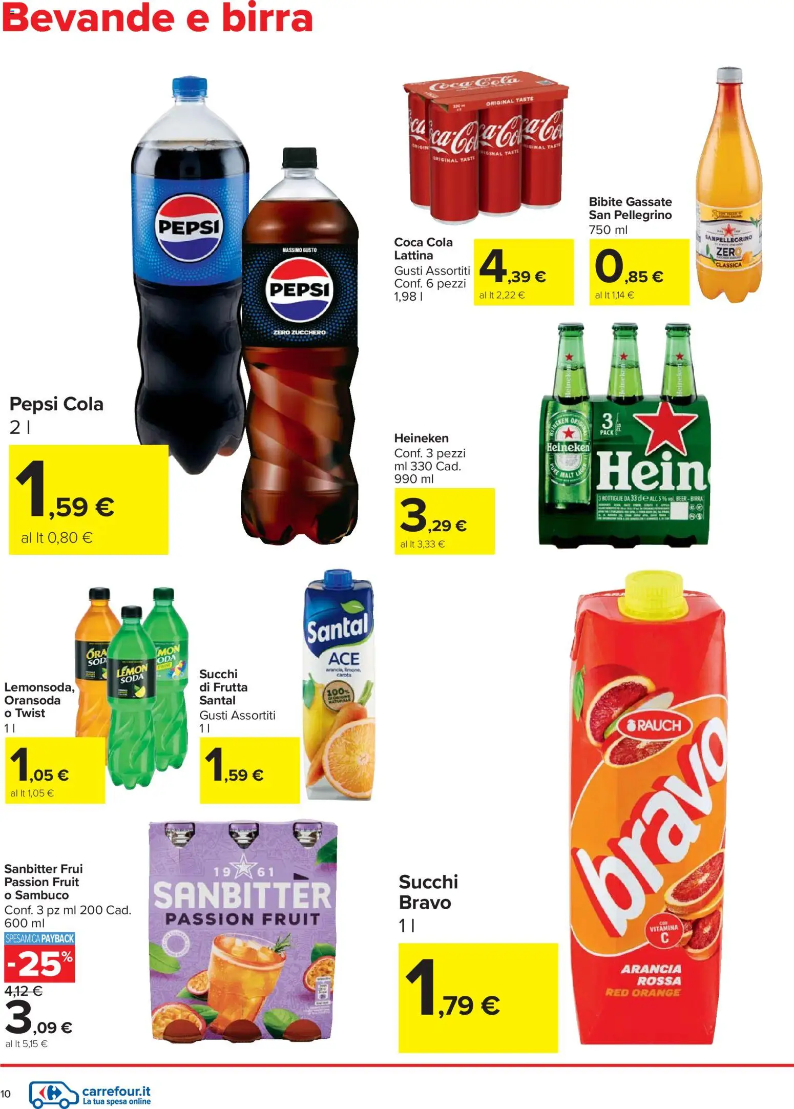 Volantino Carrefour del 27.12.2025 | Pagina: 10 | Prodotti: Zucchero, Bibite, Arancia, Heineken