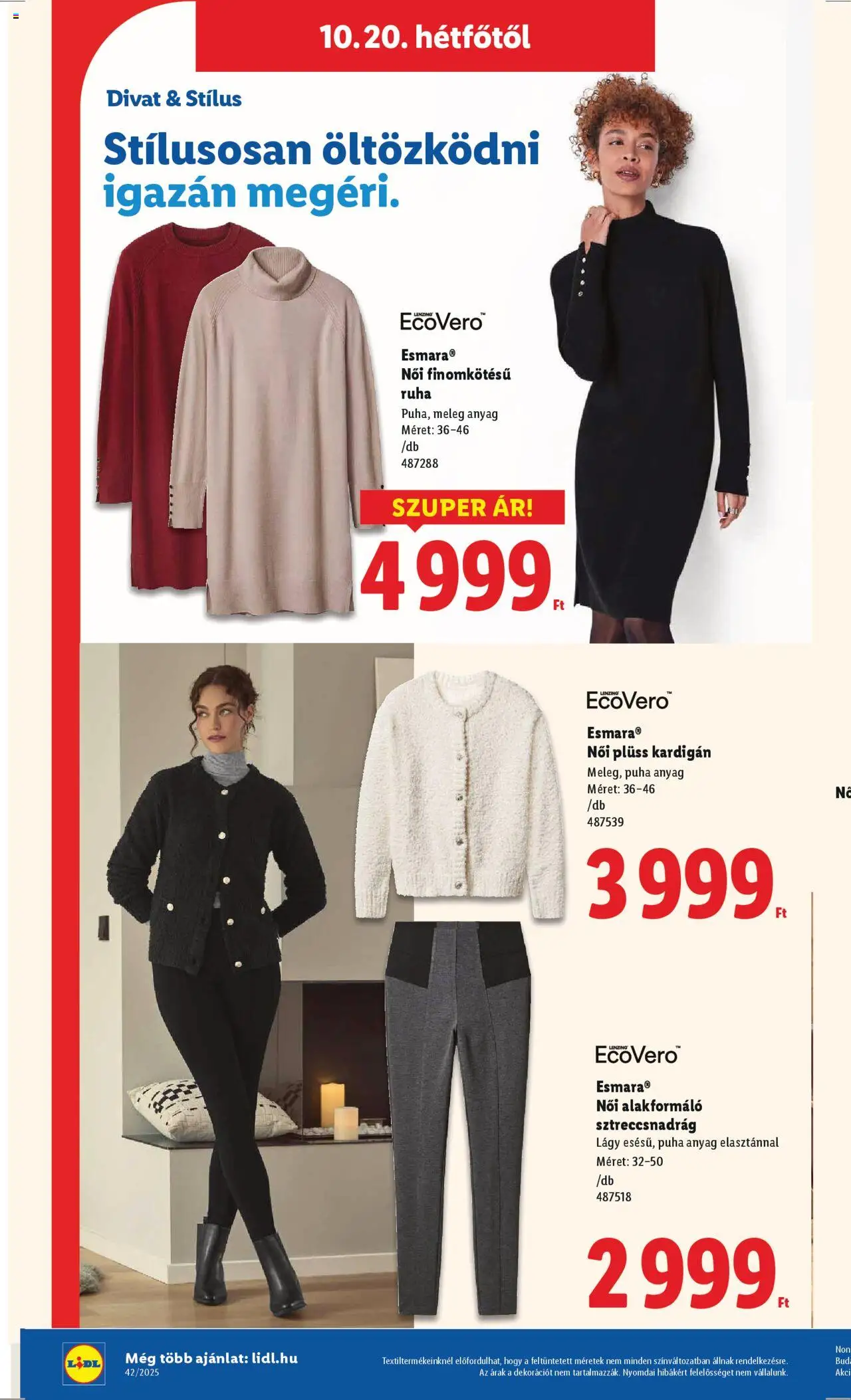Lidl akciós ujság - amely érvényes a következő dátumtól: 16.10.2025 | Oldal: 48 | Termékek: Kardigán, Plüss, Ruha
