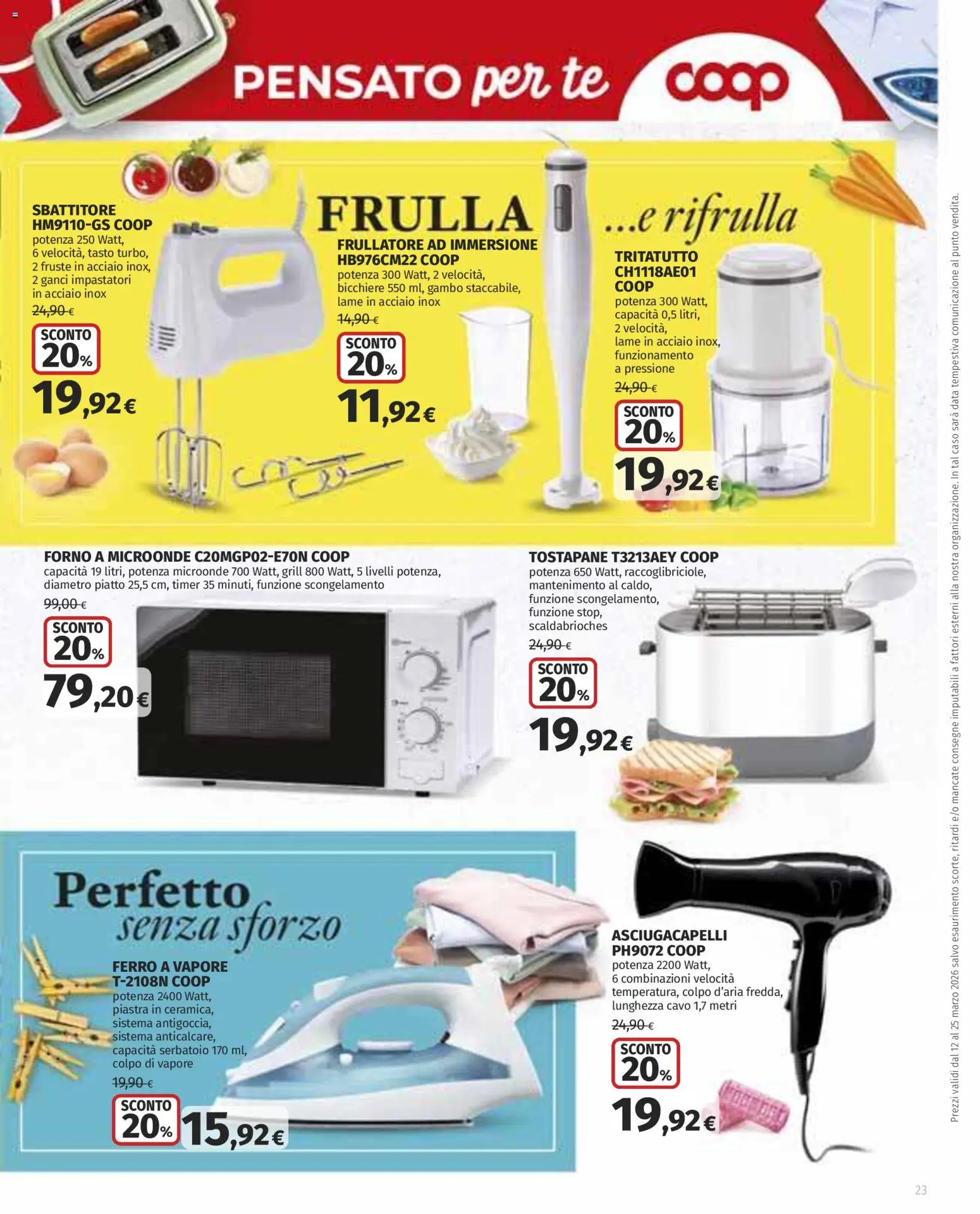 Volantino COOP del 12.03.2026 | Pagina: 23 | Prodotti: Frullatore, Tè, Tostapane, Frullatore ad immersione