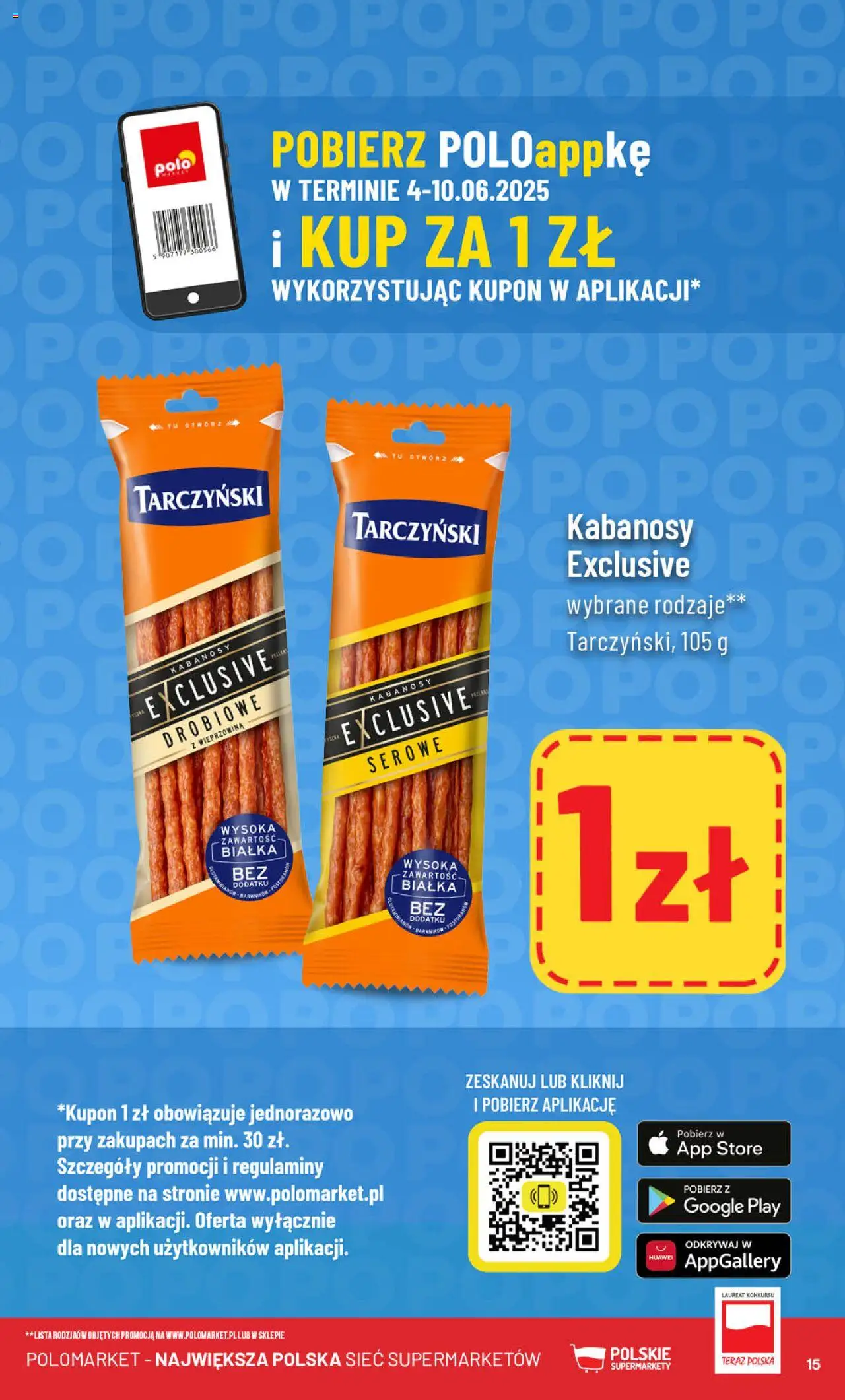 POLOmarket Gazetka od 04.06.2025 | Strona: 15 | Produkty: Kabanosy, Wieprzowina