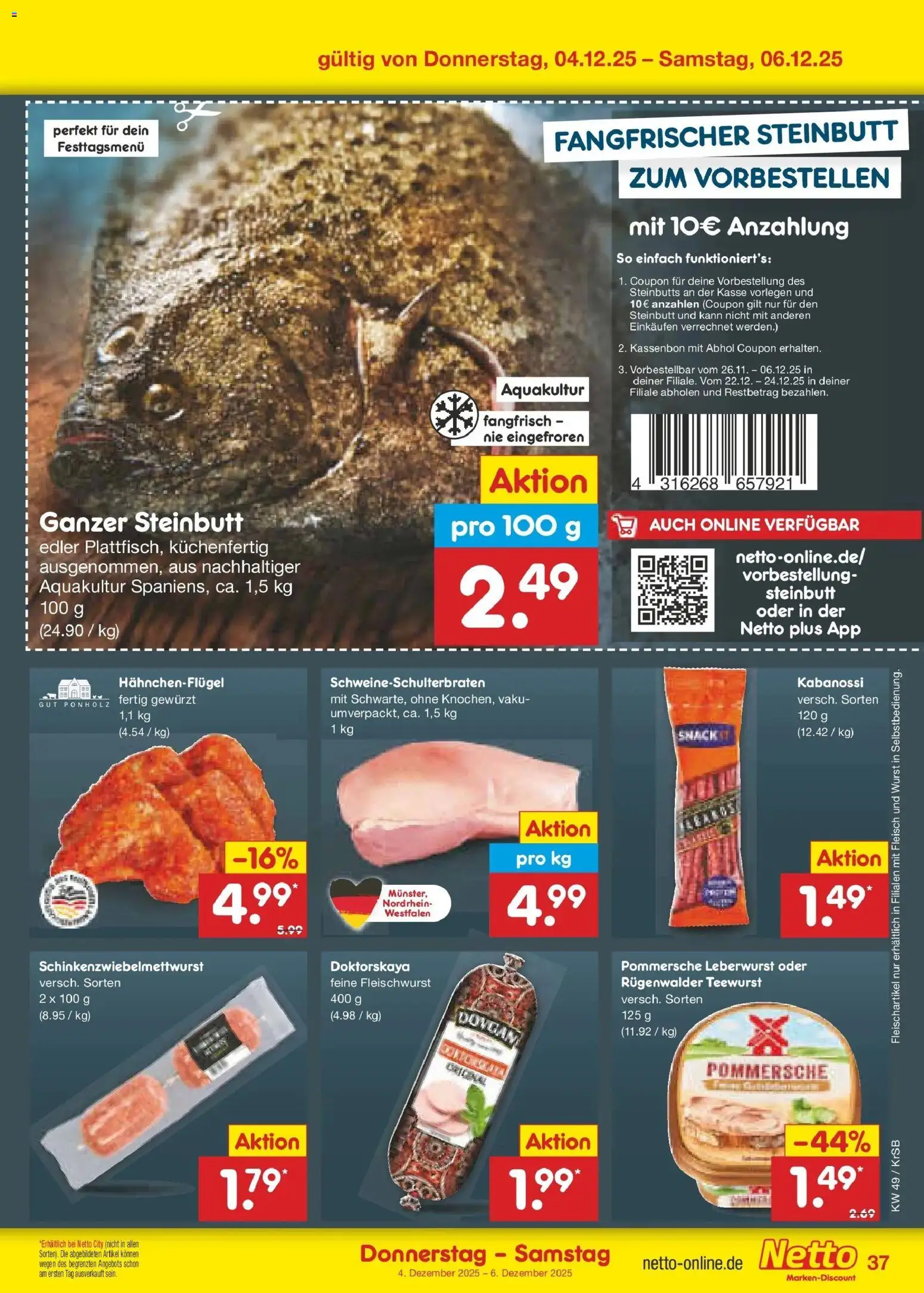 Netto Marken-Discount prospekt Jüchen	 – gültig ab 01.12.2025 | Seite: 39 | Produkte: Wurst, Fleisch