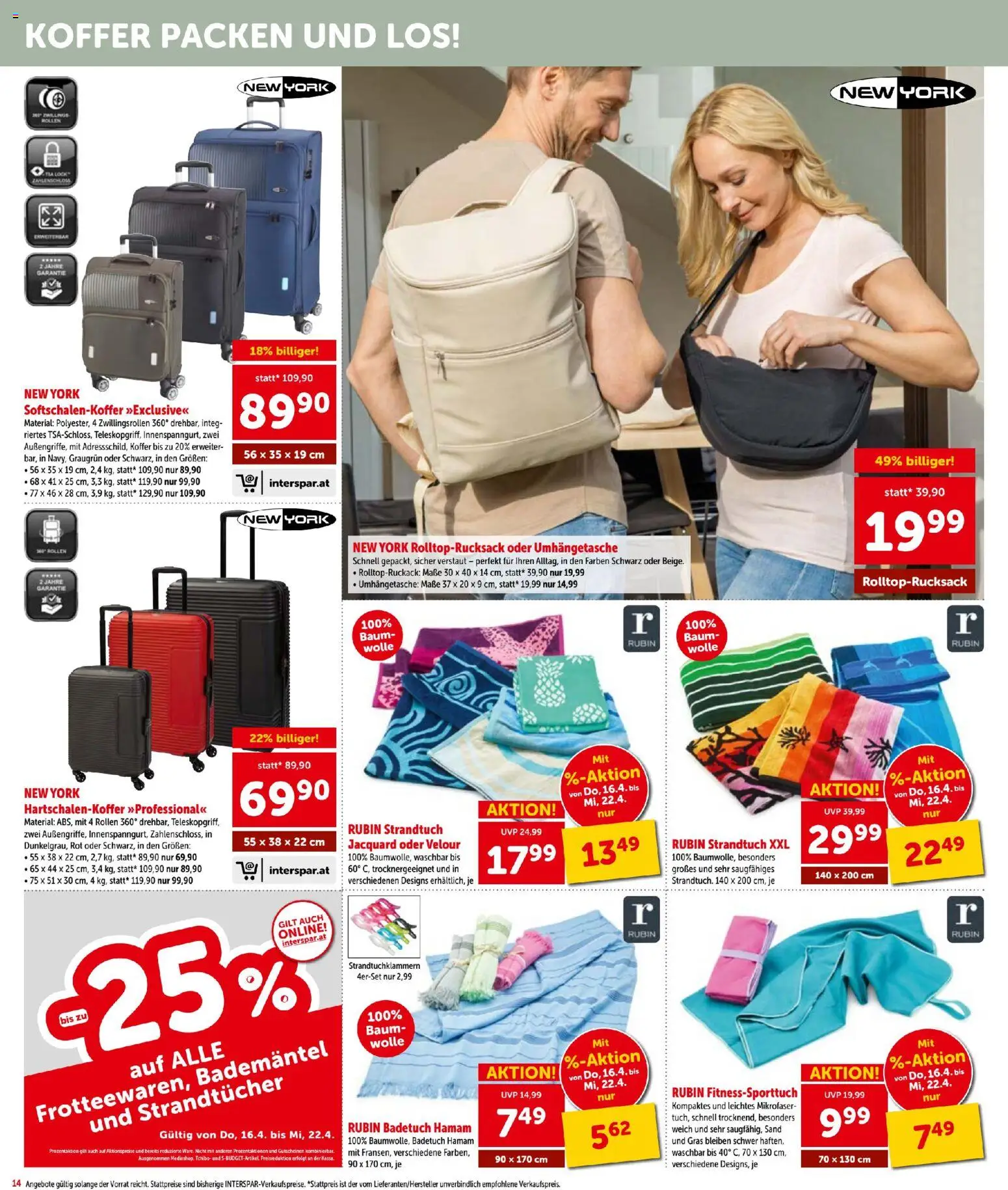 Interspar - Flugblatt gültig ab 16.04.2026 | Seite: 14 | Produkte: Bademantel, Koffer