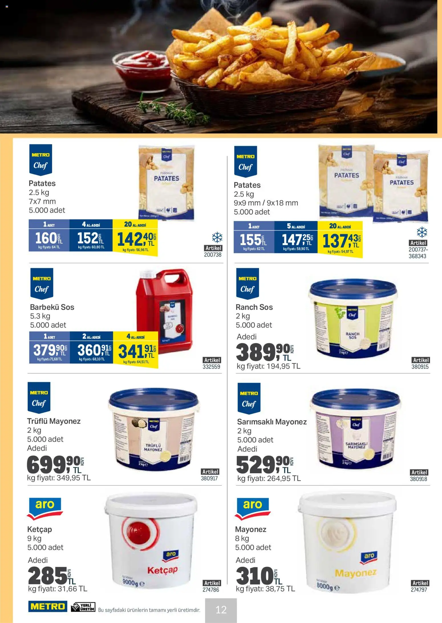 Metro - Et & Tavuk & Köfte Restoranları - 11.02.2026 tarihinden itibaren geçerlidir | Sayfa: 12 | Ürünler: Ranch sos, Ketçap, Mayonez, Sos