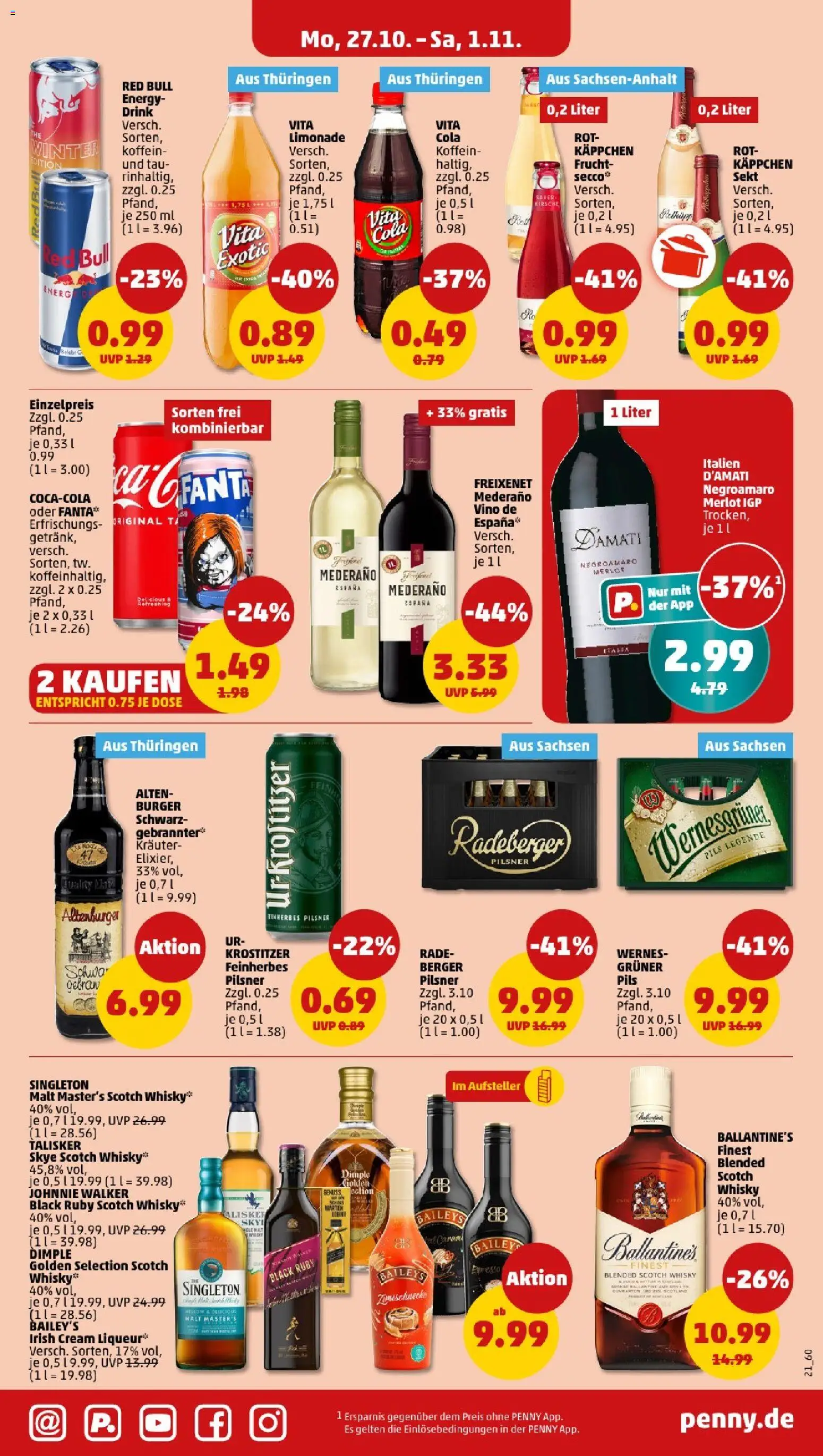 Penny - Sachsen-Anhalt – gültig ab 27.10.2025 | Seite: 23 | Produkte: Red bull, Freixenet, Limonade, Baileys