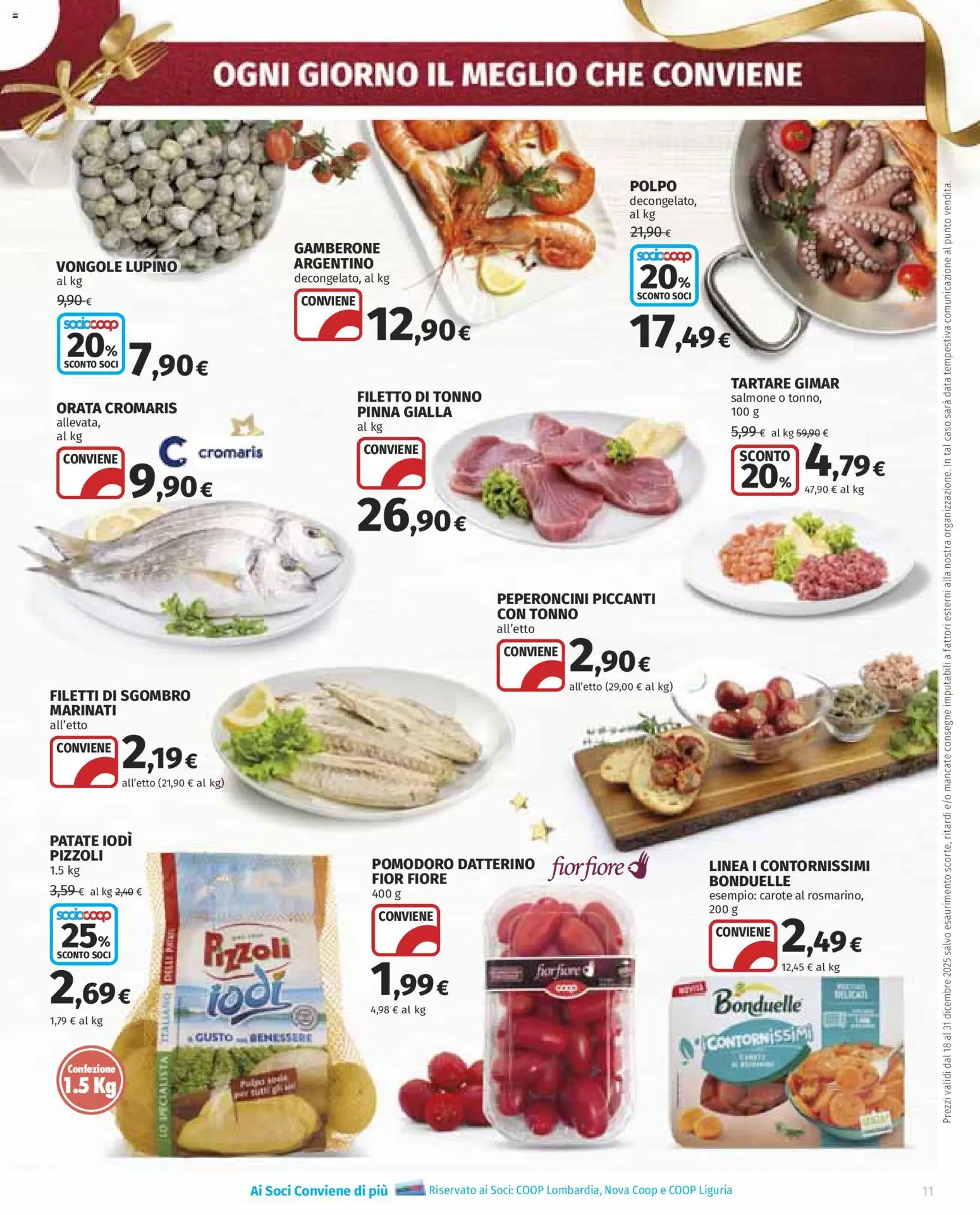Volantino COOP del 18.12.2025 | Pagina: 11 | Prodotti: Patate, Polpo, Pomodoro, Sgombro