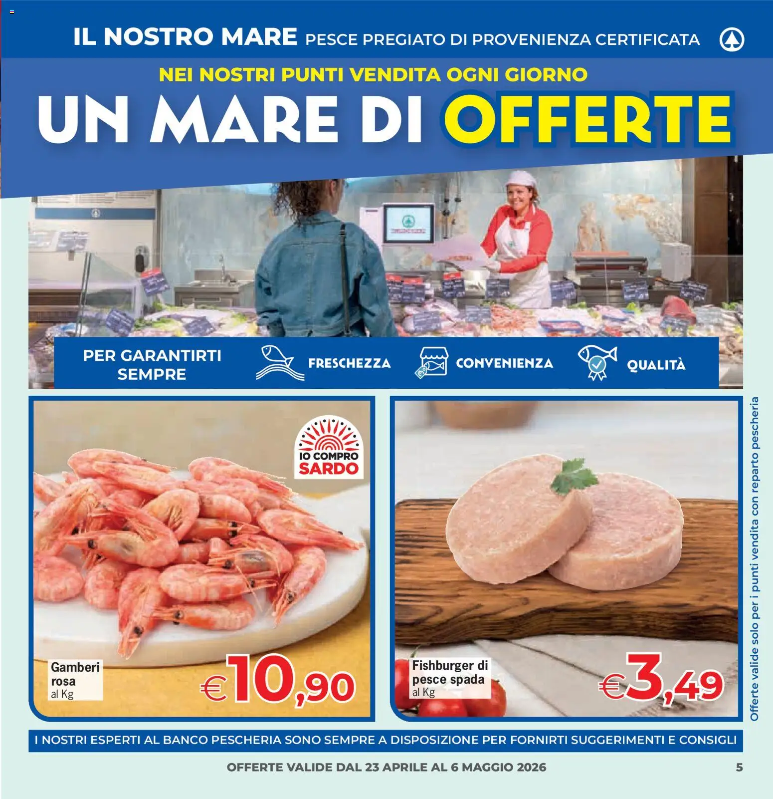 Volantino Eurospar del 23.04.2026 | Pagina: 5 | Prodotti: Pesce, Gamberi, Pesce spada