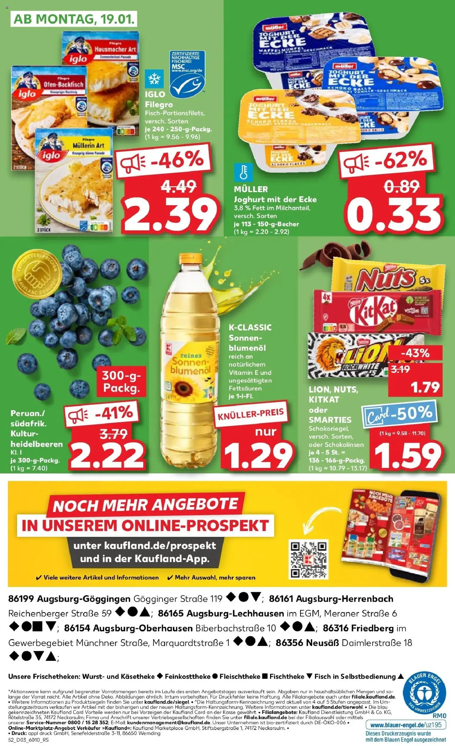 Kaufland prospekt Neusäß	 – gültig ab 15.01.2026 | Seite: 60 | Produkte: Iglo, Smarties, Heidelbeeren, Fisch