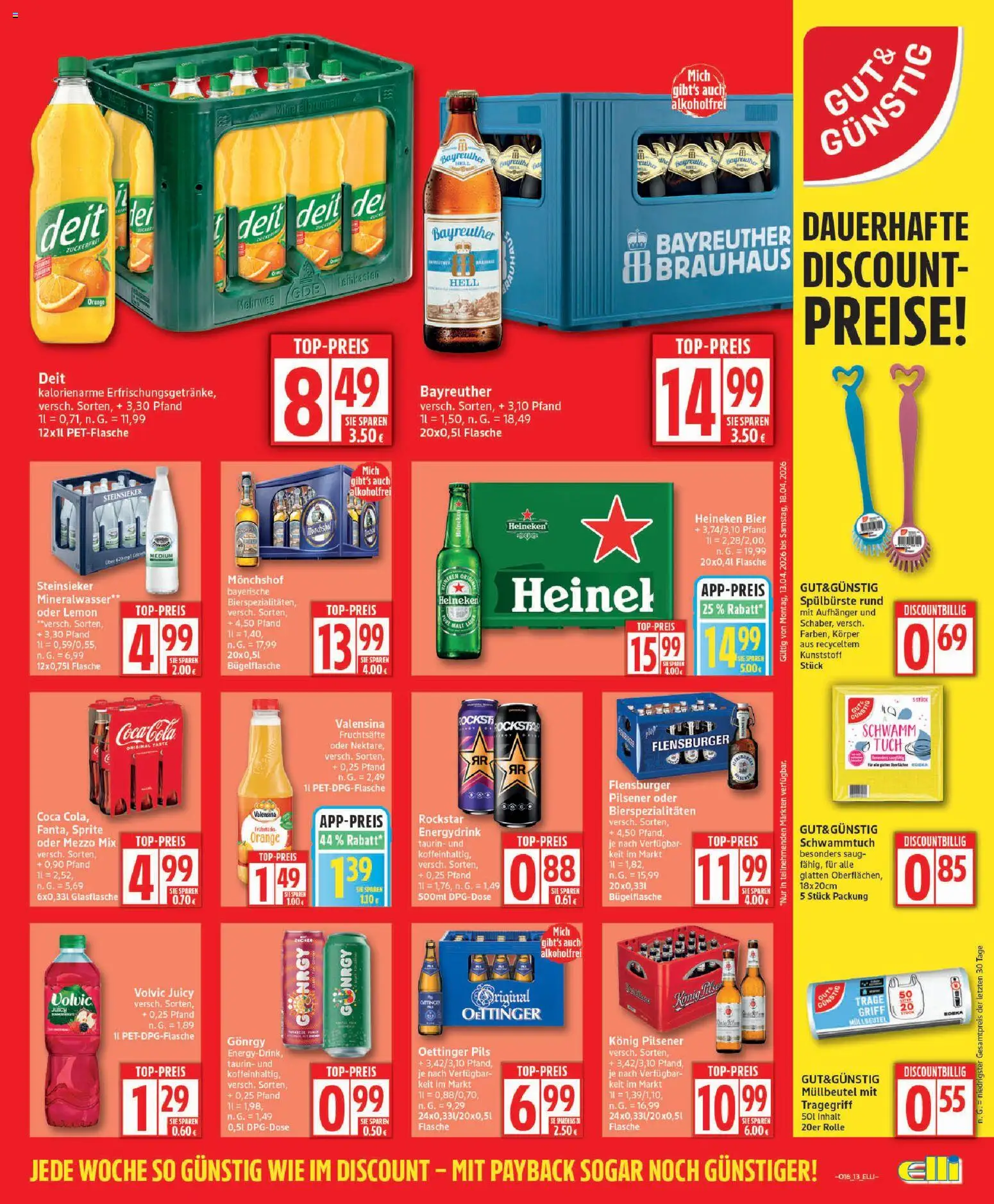 Elli Markt Prospekt 	 – gültig ab 13.04.2026 | Seite: 13 | Produkte: Monchshof, Konig pilsener, Bier, Valensina