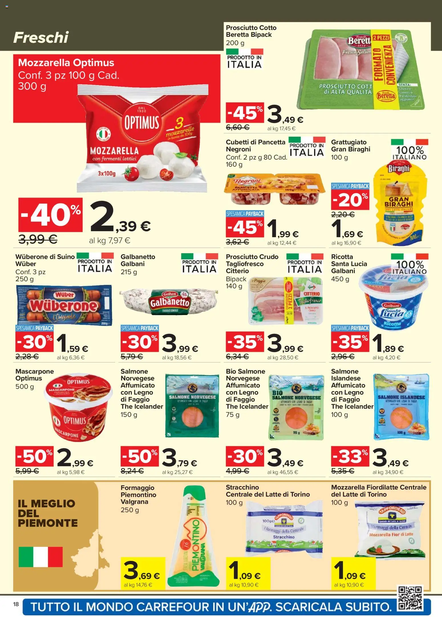 Volantino Carrefour del 24.03.2026 | Pagina: 18 | Prodotti: Salmone, Mozzarella, Stracchino, Ricotta