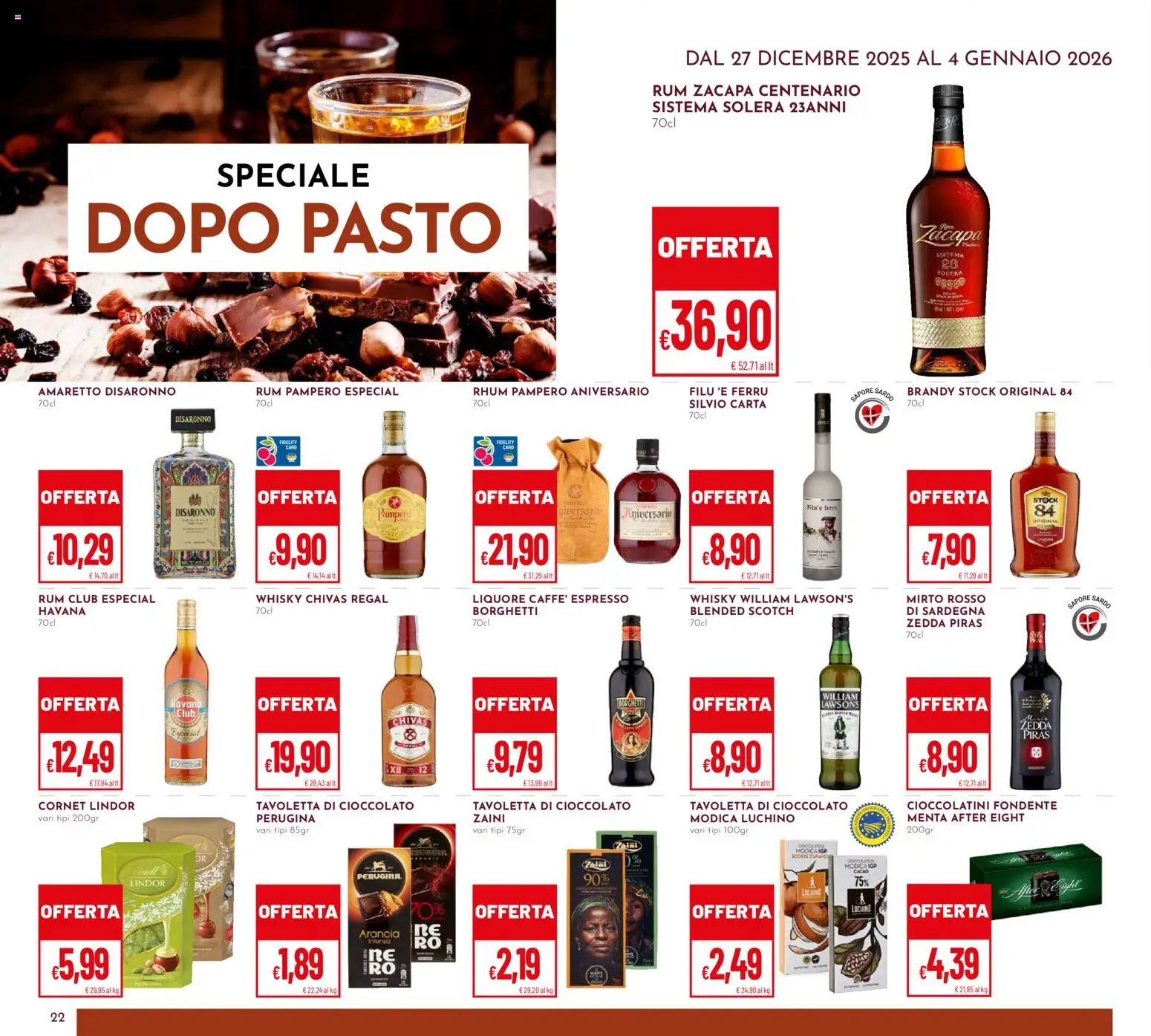 Volantino Pan del 27.12.2025 | Pagina: 22 | Prodotti: Whisky, Rum, Arancia, Cioccolatini
