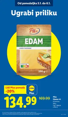 Pilos Edamer sir, U listićima 150 g - pregled Lidl kataloga - važi od 02.01.2026 | Strana: 13