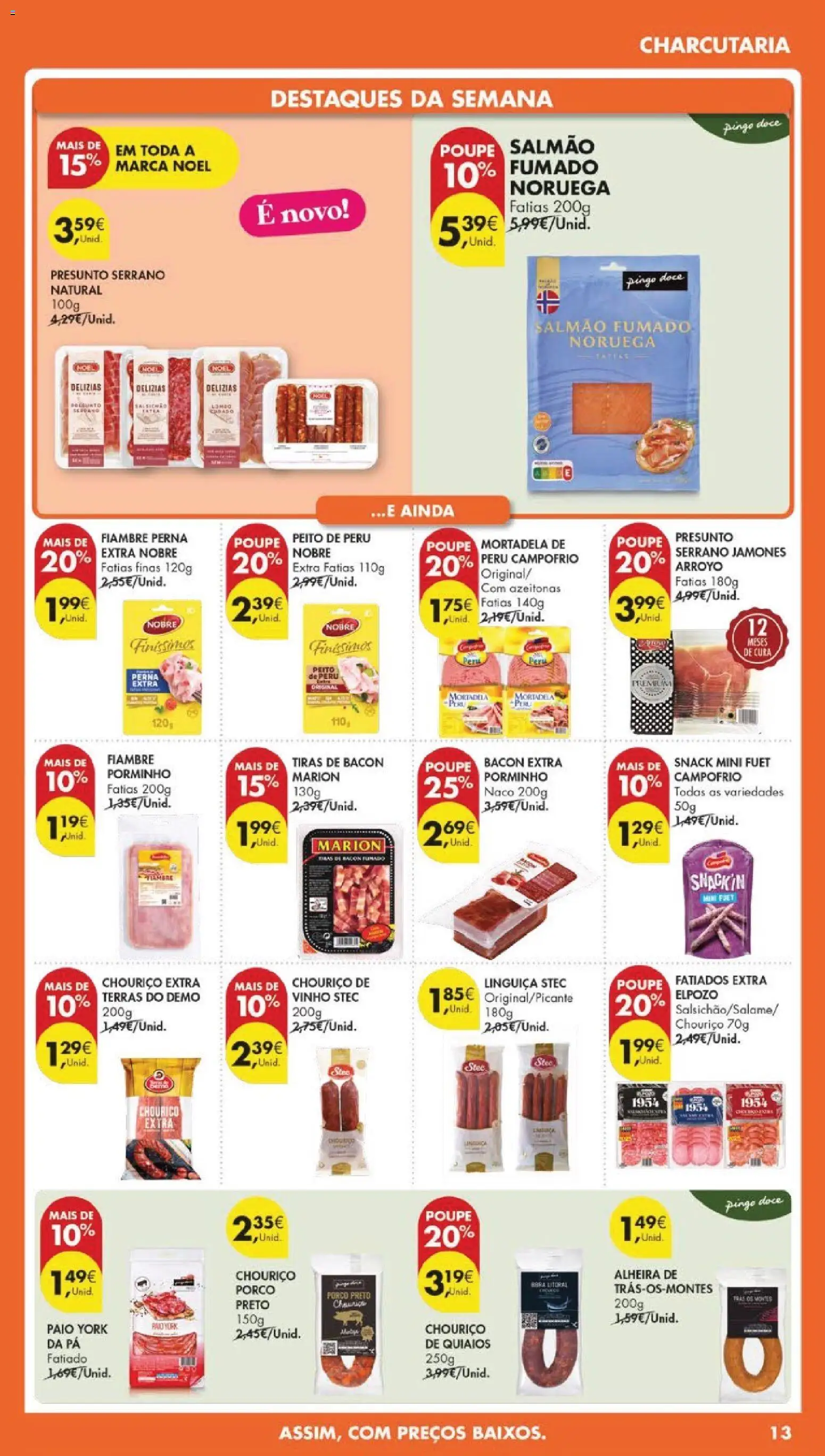 Pingo Doce folheto │ válido de 07.04.2026 | Página: 13 | Produtos: Mortadela, Peru, Linguiça, Pá