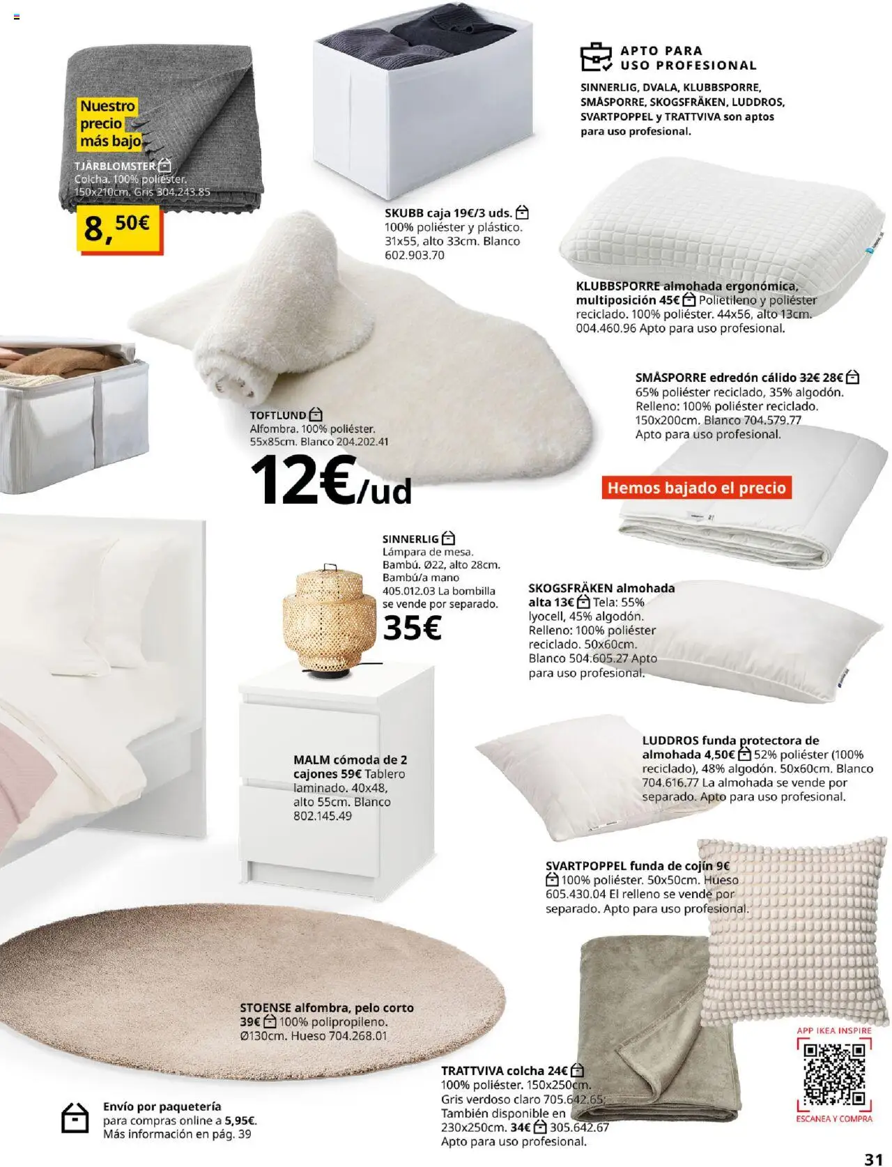 Catálogo IKEA para tu negocio │ válido desde el 04.02.2025 | Página: 31 | Productos: Bombilla, Almohada, Caja, Lámpara