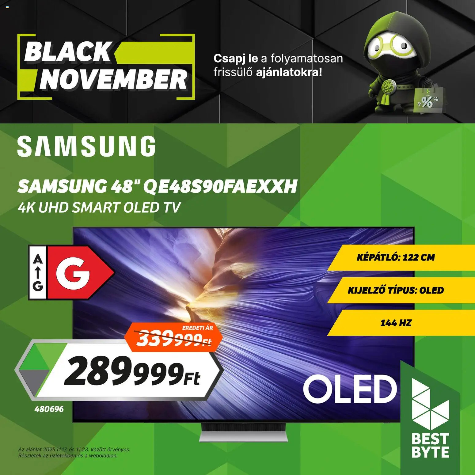 Best Byte akciós ujság - amely érvényes a következő dátumtól: 17.11.2025 | Oldal: 1 | Termékek: TV, Samsung