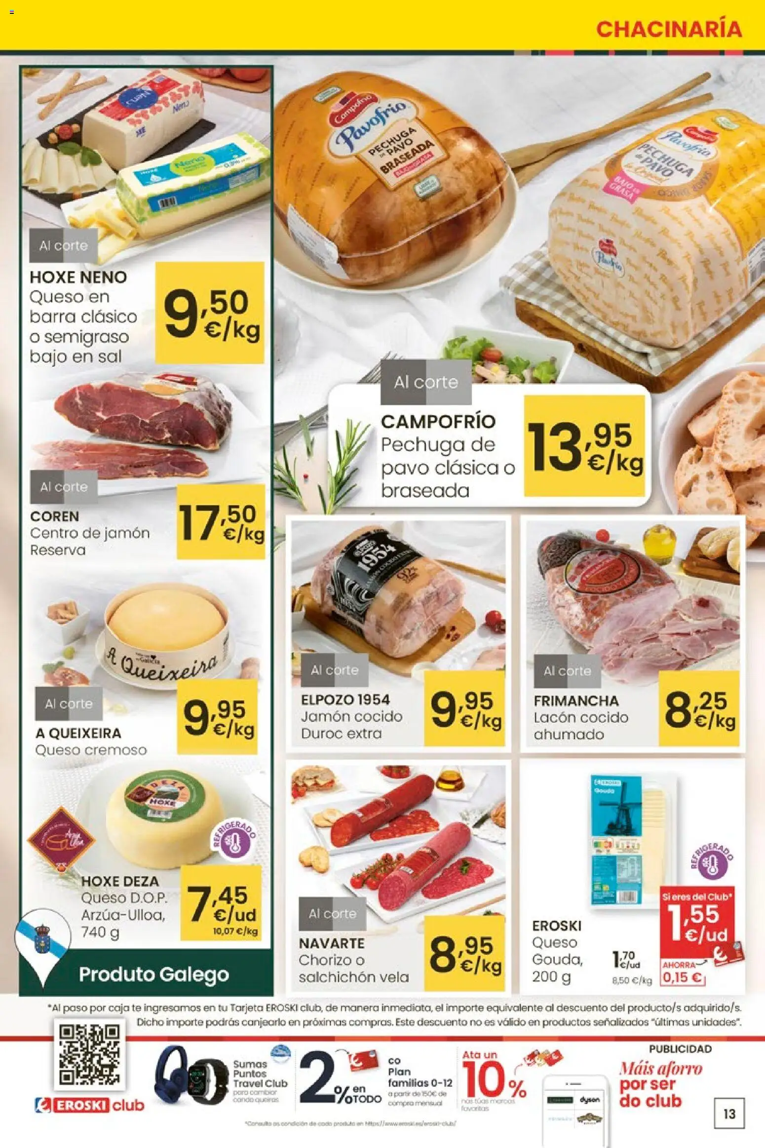 Eroski - Entroido do aforro │ válido desde el 12.02.2026 | Página: 13 | Productos: Queso, Jamón, Jamón cocido, Vela