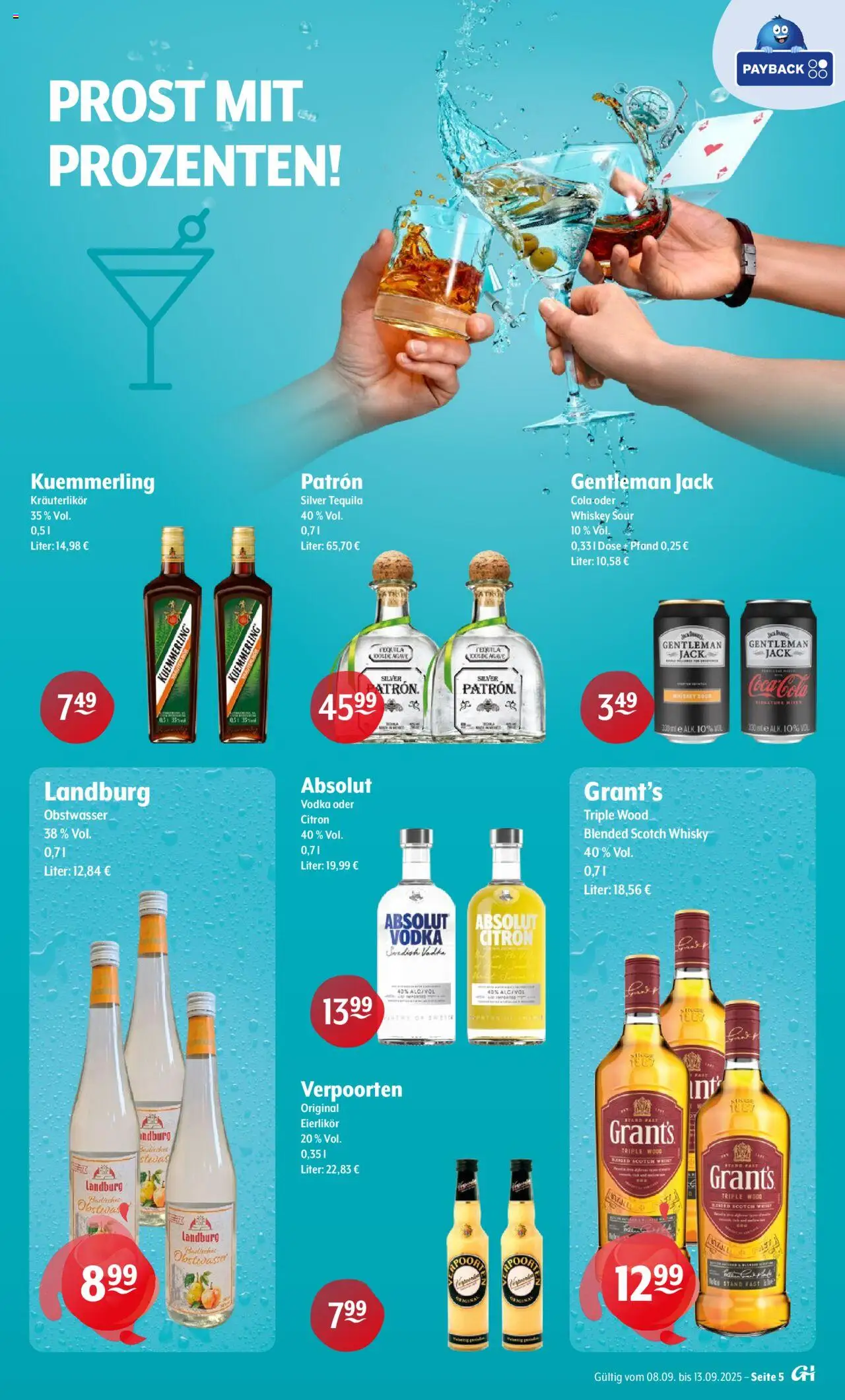 Getränke Hoffmann Prospekt 	 – gültig ab 08.09.2025 | Seite: 5 | Produkte: Cola, Tequila, Kuemmerling, Vodka