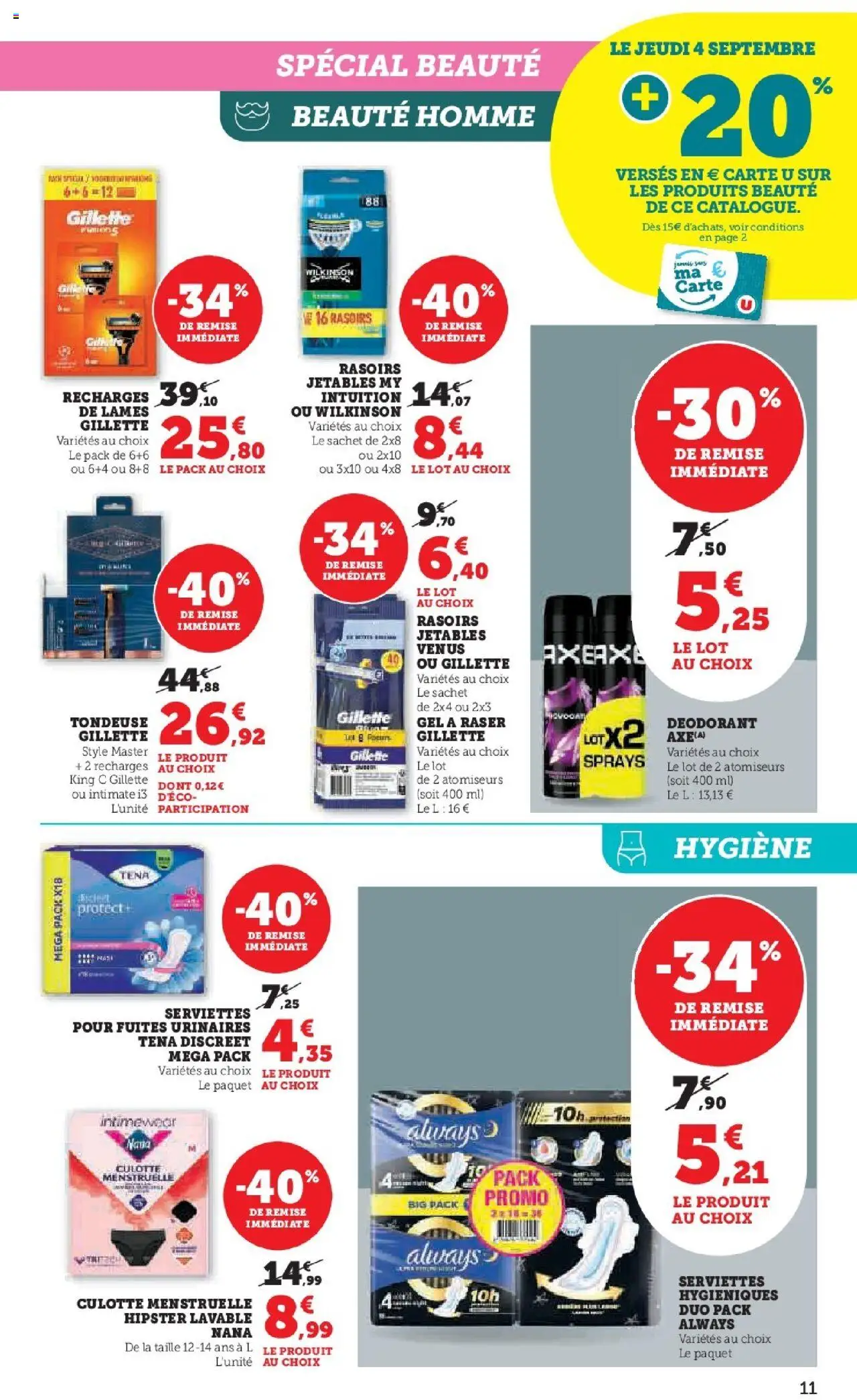  | Page: 11 | Produits: Gel à raser, Tondeuse, Déodorant, Culotte