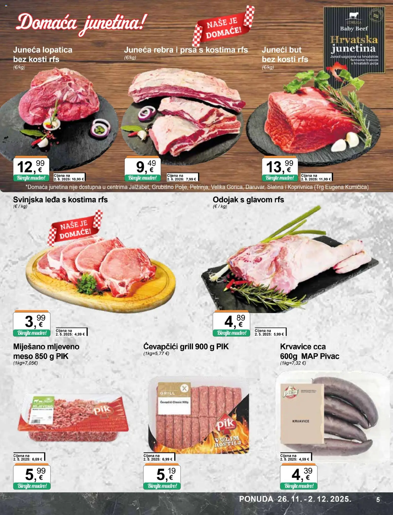 KTC katalog | vrijedi od 26.11.2025 | Stranica: 5 | Proizvodi: Juneći but, Odojak, Meso, Ćevapčići