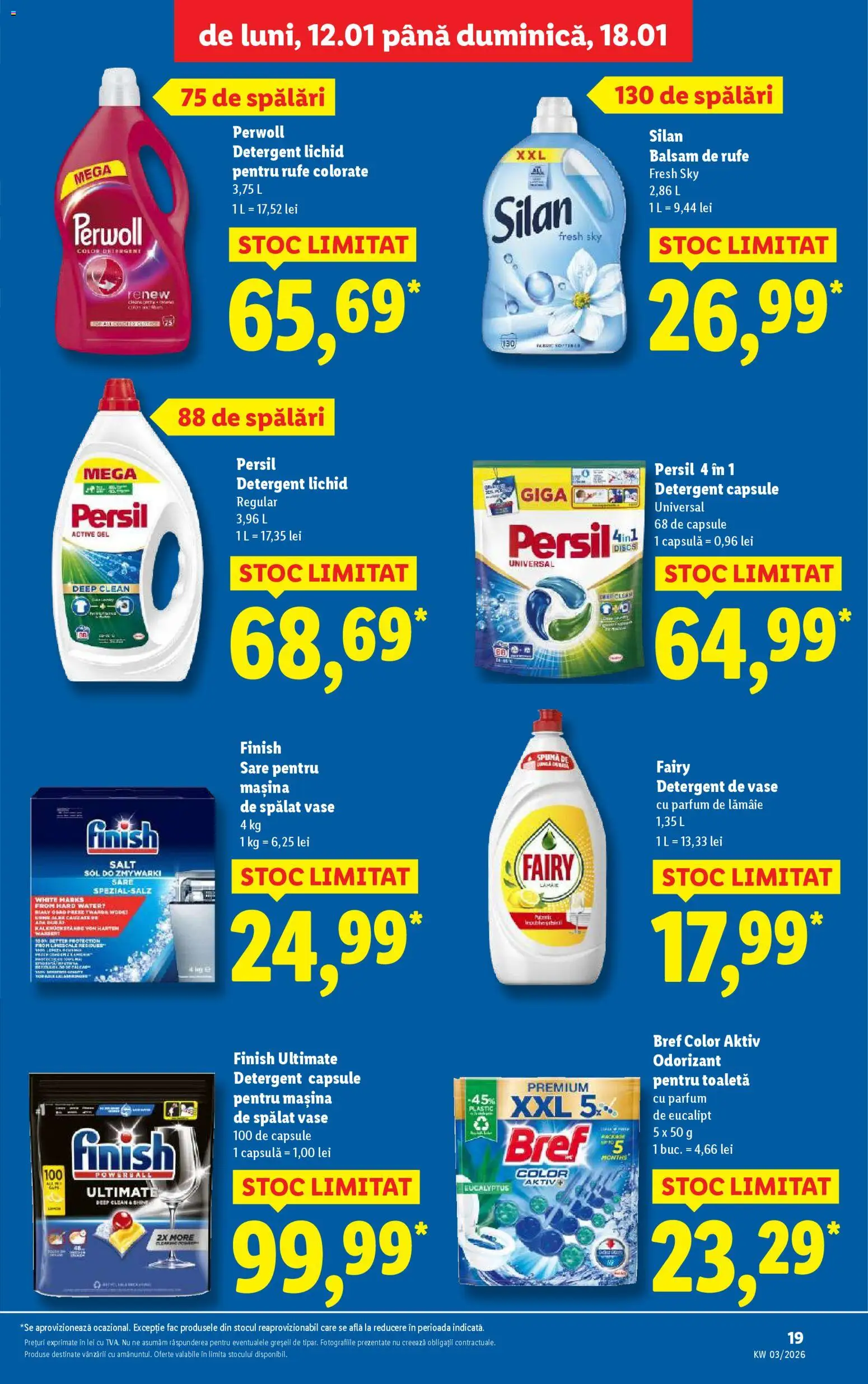 Noul catalog Lidl – valabil de la 12.01.2026 | Pagină: 19 | Produse: Mașină De Spălat Vase, Detergent, Capsule pentru mașina de spălat, Sare