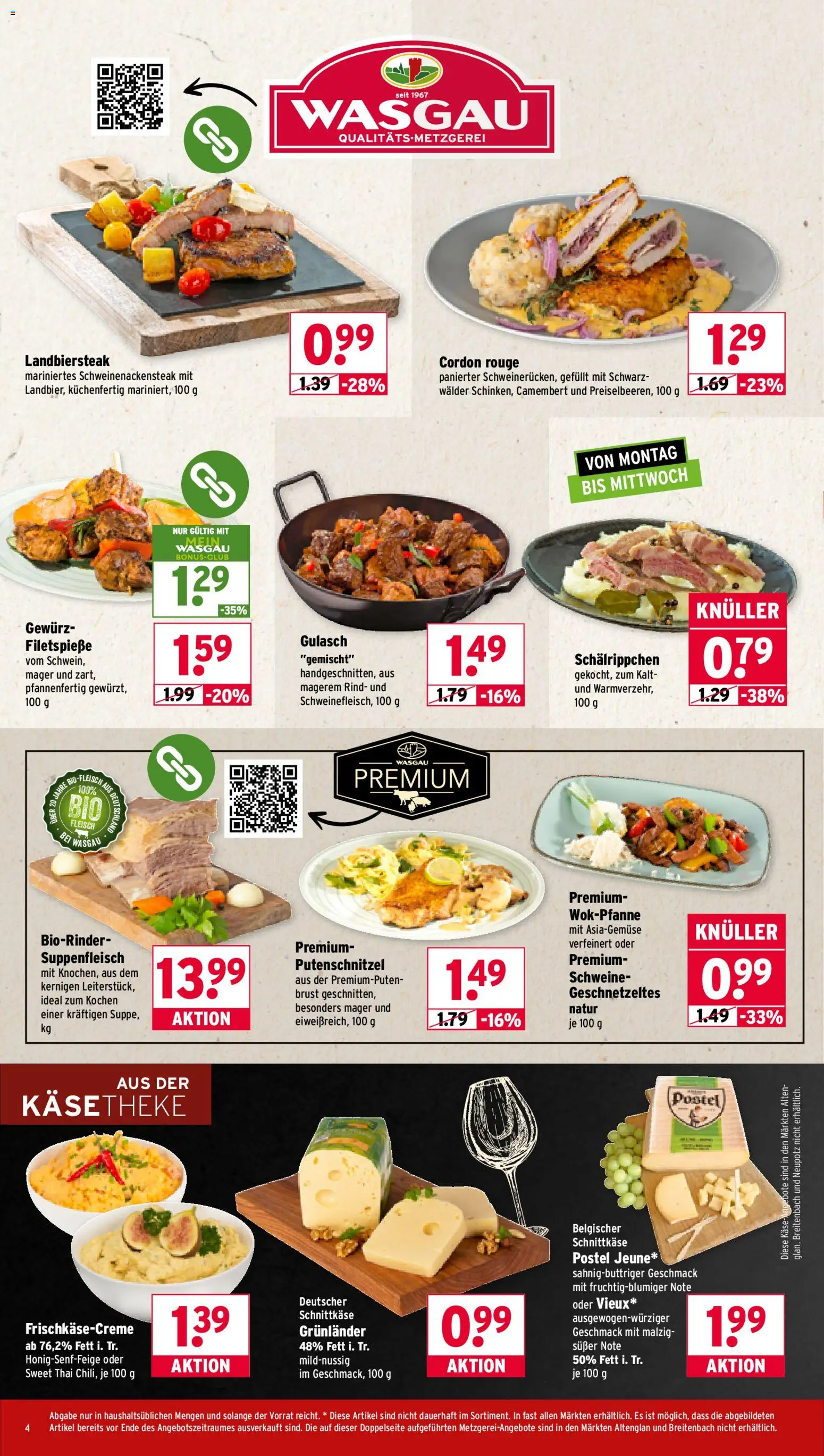 Wasgau Prospekt 	 – gültig ab 17.11.2025 | Seite: 4 | Produkte: Rouge, Grunlander, Putenschnitzel, Suppenfleisch