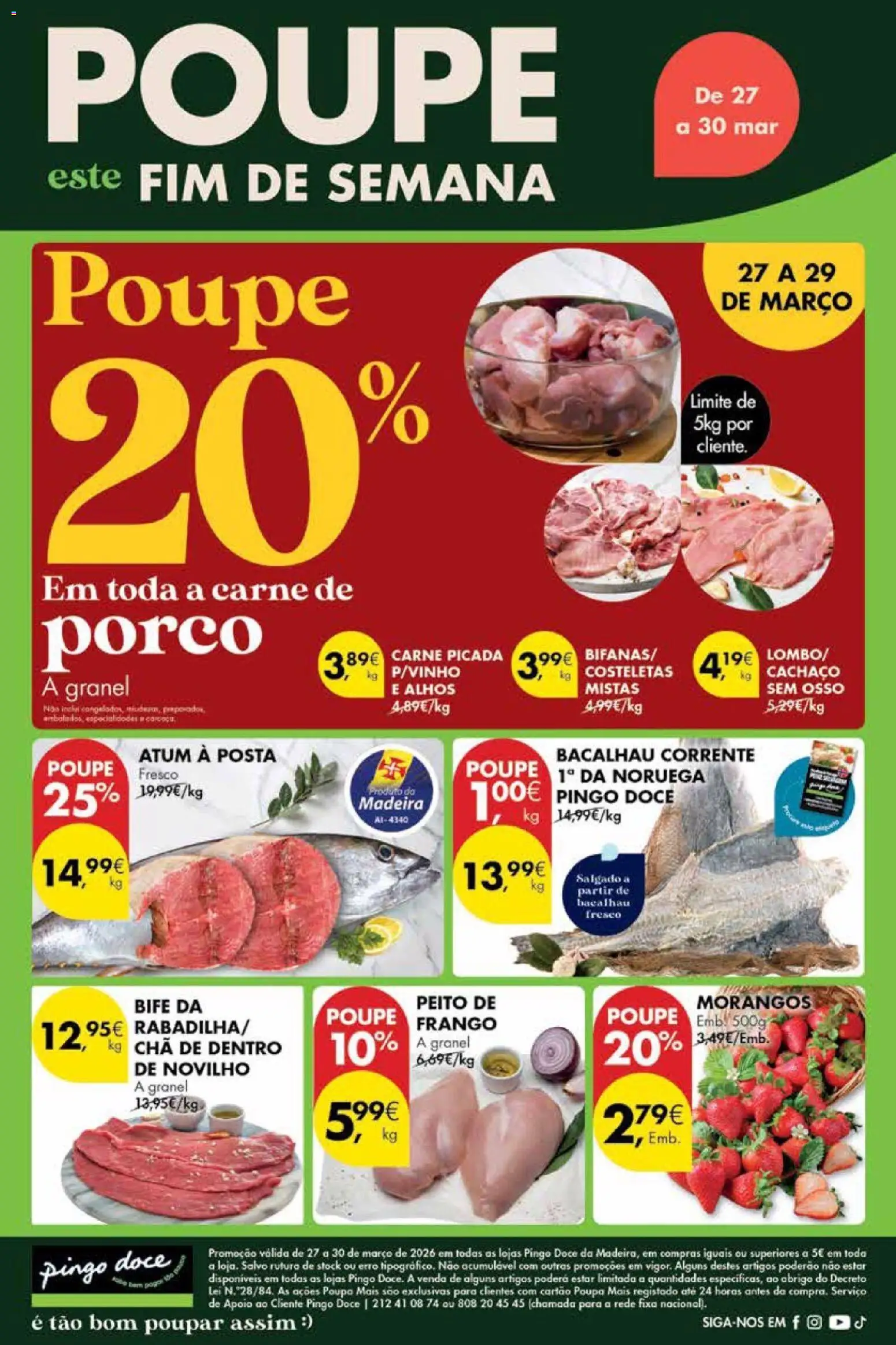 Pingo Doce Poupe este Fim de Semana Madeira │ válido de 27.03.2026 | Página: 1 | Produtos: Atum, Frango, Alhos, Vinho