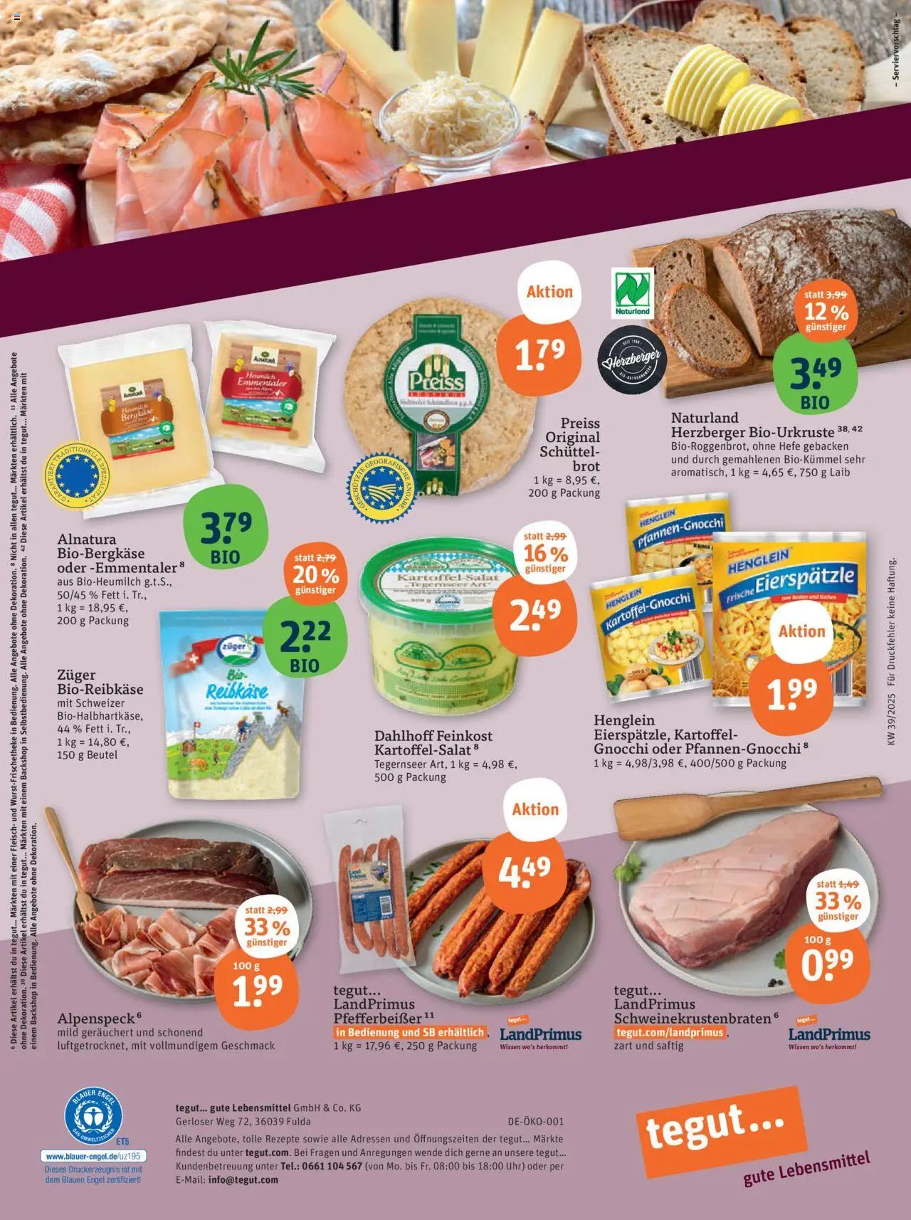 Tegut Prospekt 	 – gültig ab 25.09.2025 | Seite: 23 | Produkte: Fleisch, Uhr