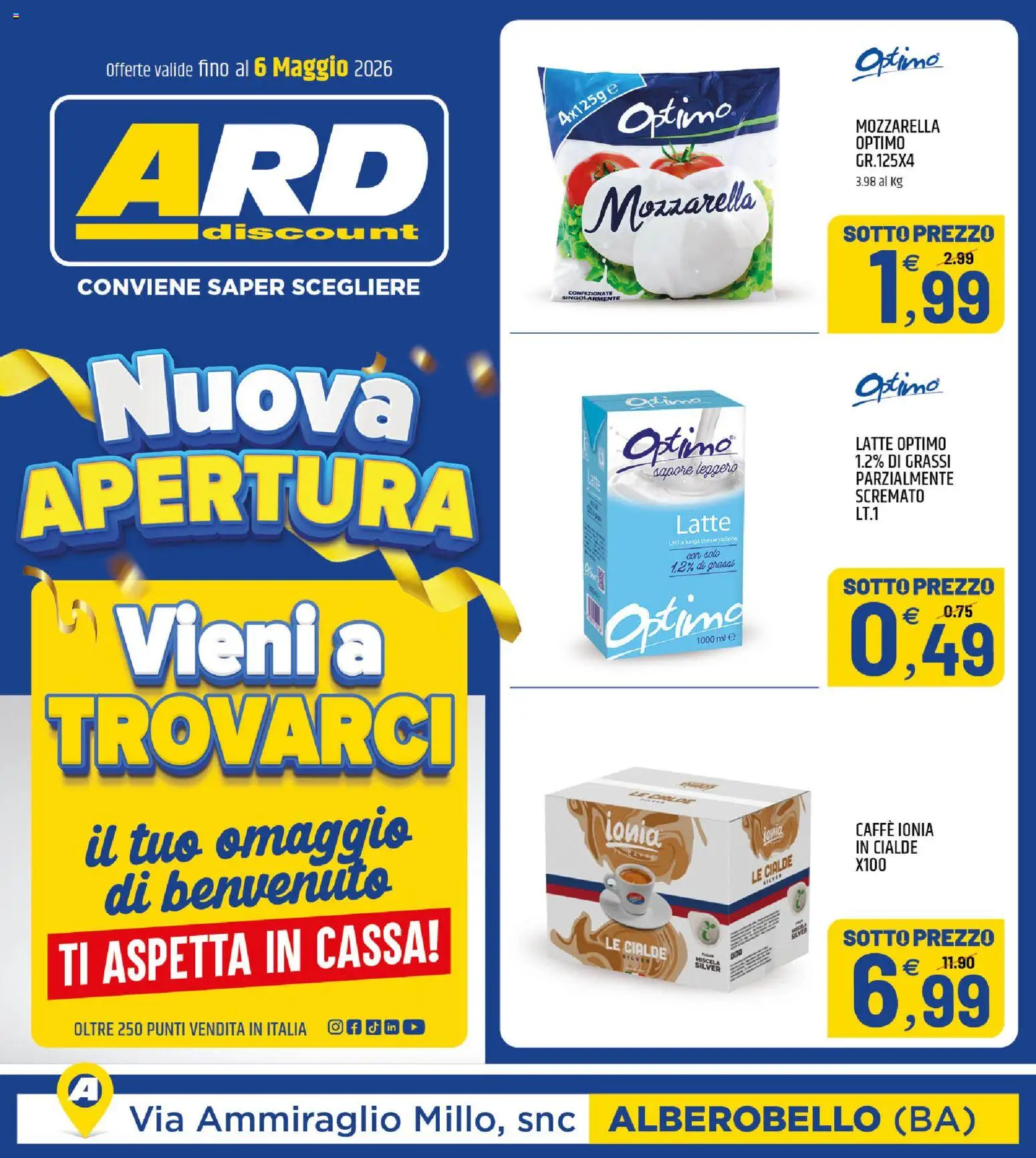 Volantino ARD Discount del 27.04.2026 | Pagina: 1 | Prodotti: Caffè, Mozzarella, Latte