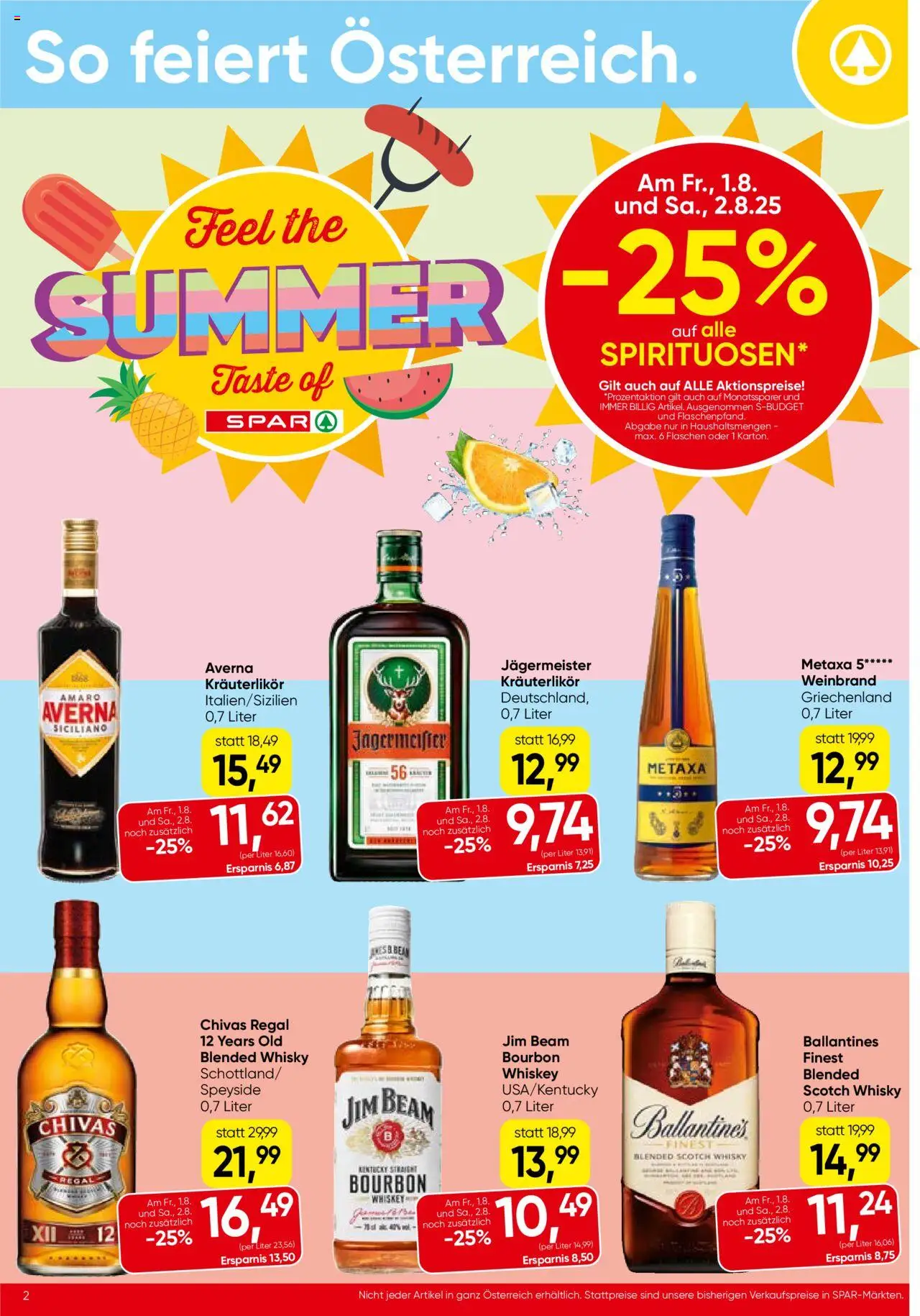 Spar Flugblatt - Salzburg gültig ab 31.07.2025 | Seite: 2 | Produkte: Whiskey, Regal, Bourbon