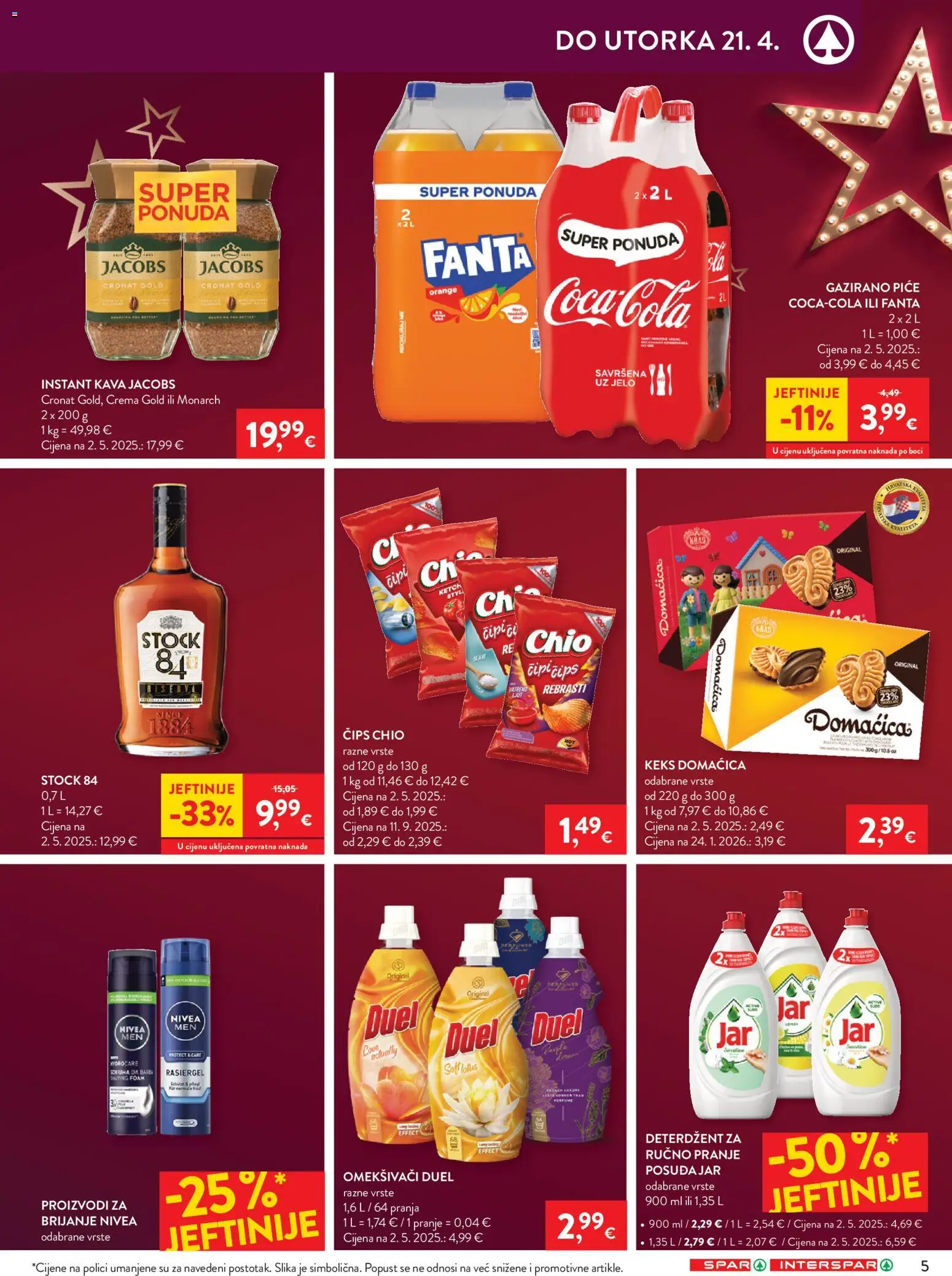 Spar katalog | vrijedi od 15.04.2026 | Stranica: 5 | Proizvodi: Fanta, Kava, Deterdžent, Nivea