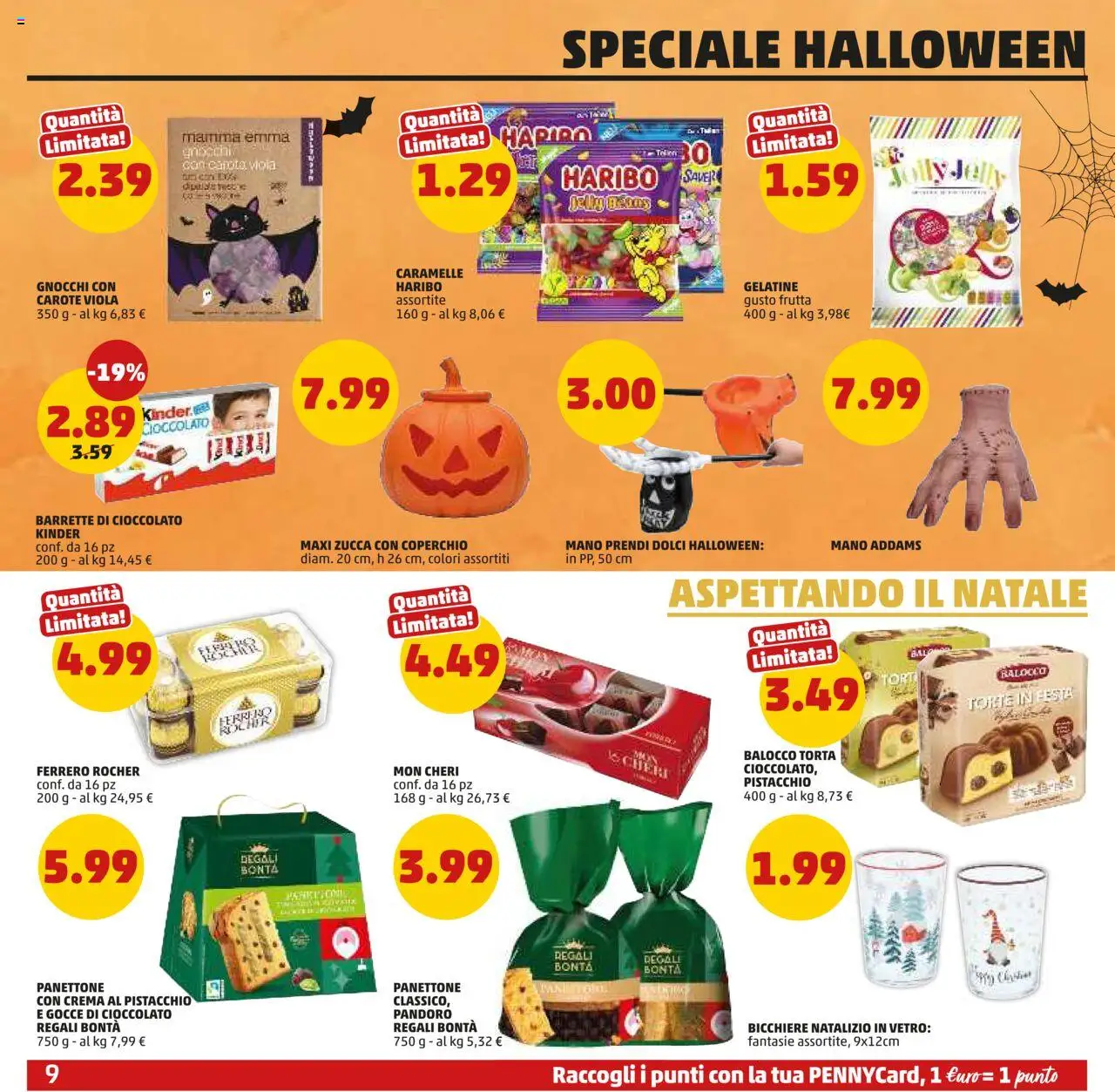 Volantino PENNY del 23.10.2025 | Pagina: 9 | Prodotti: Caramelle, Carote, Pandoro, Torta