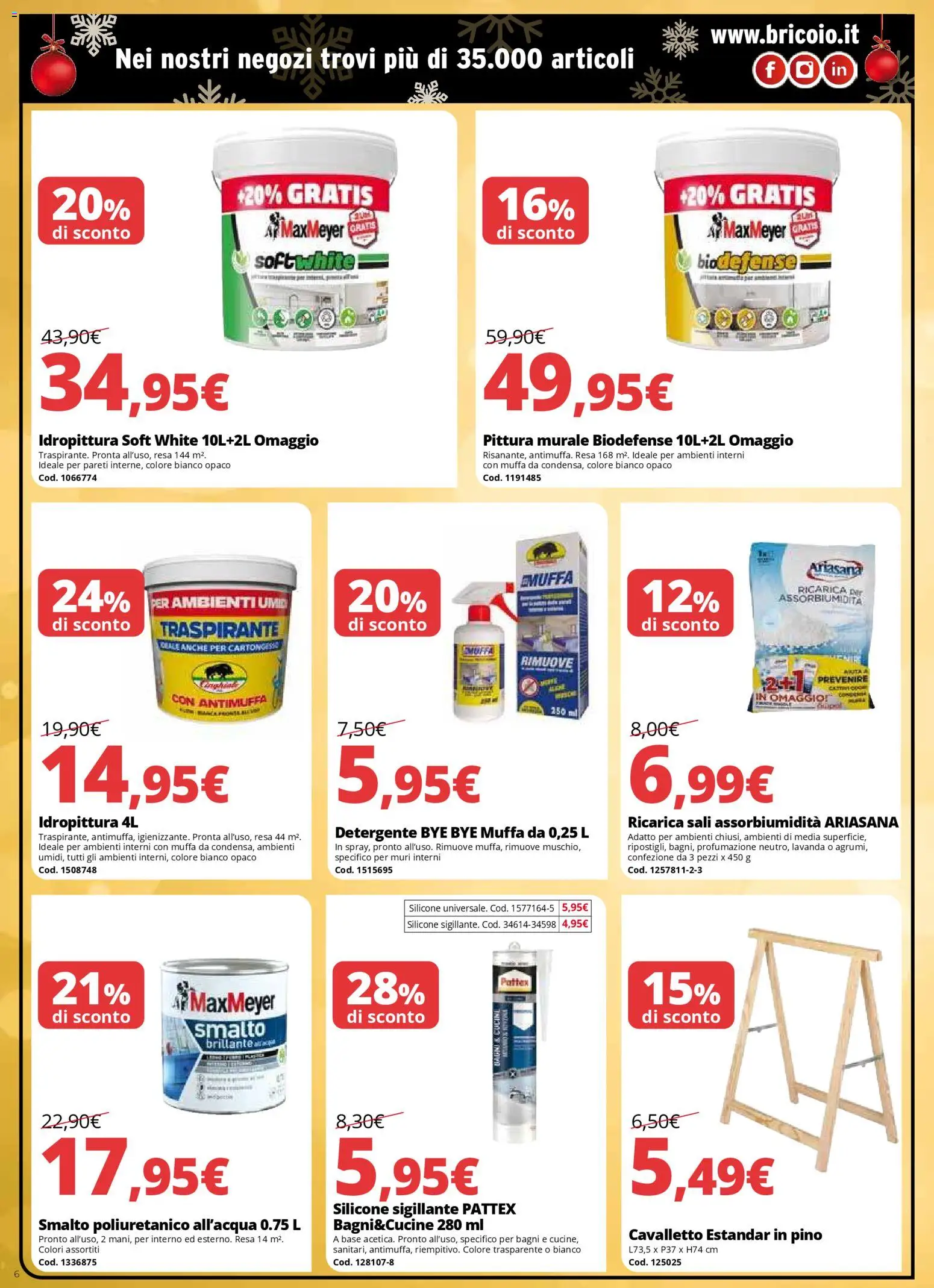 Volantino Brico io del 06.12.2025 | Pagina: 6 | Prodotti: Detergente, Pittura, Silicone, Lavanda
