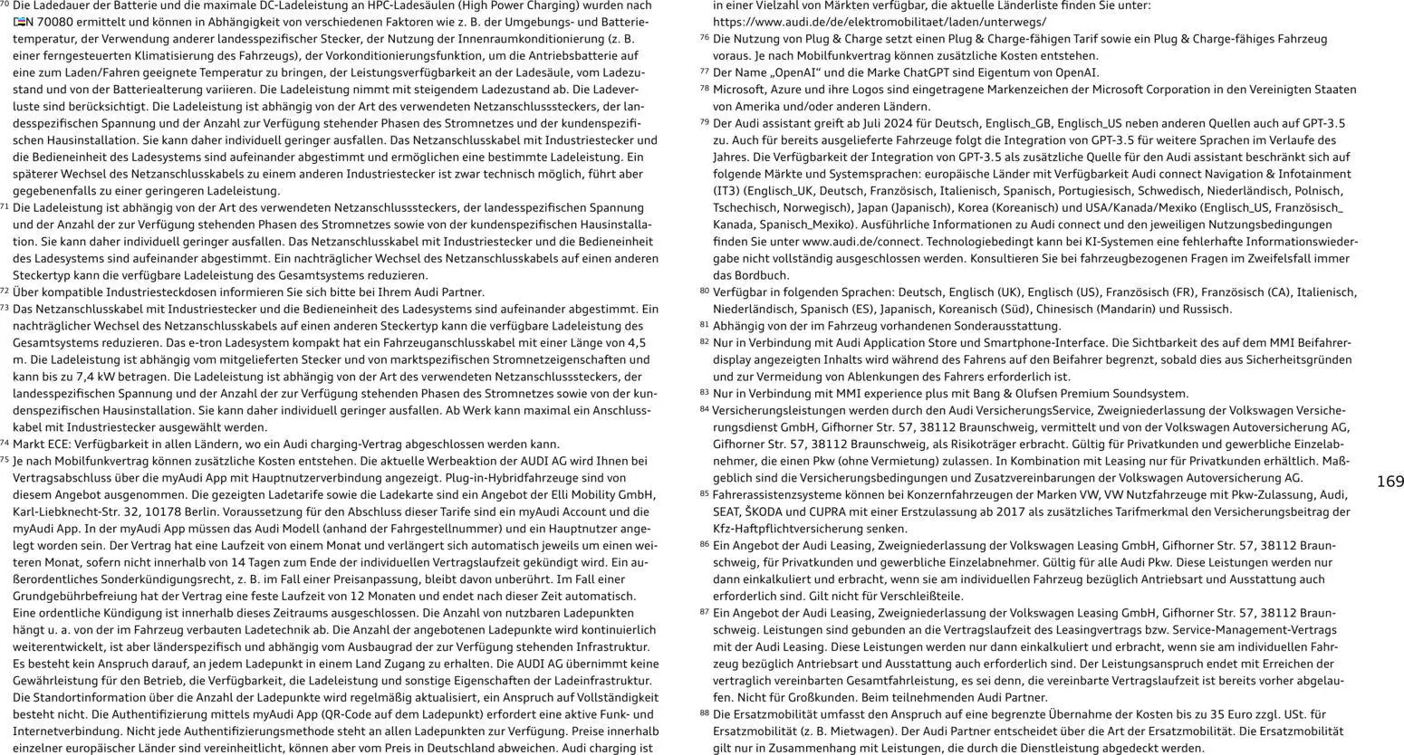 Audi  A6 e-tron – gültig ab 01.10.2025 | Seite: 169