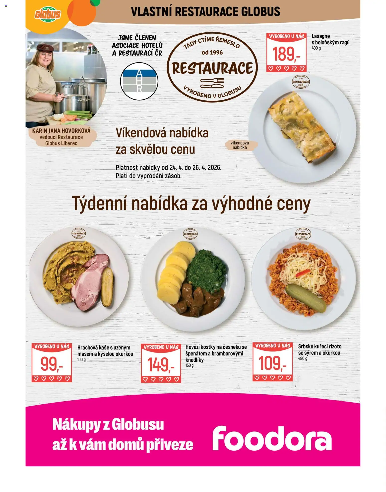 Globus leták - Liberec od 22.04.2026 | Strana: 9 | Produkty: Hovězí, Rizoto, Kostky, Lasagne