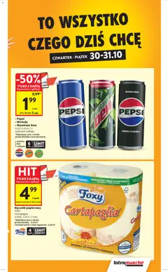 Pogląd oferty "Intermarche Gazetka" - ważna od 30.10.2025 | Strona: 5 | Produkty: Karta, Pepsi, Ręcznik papierowy