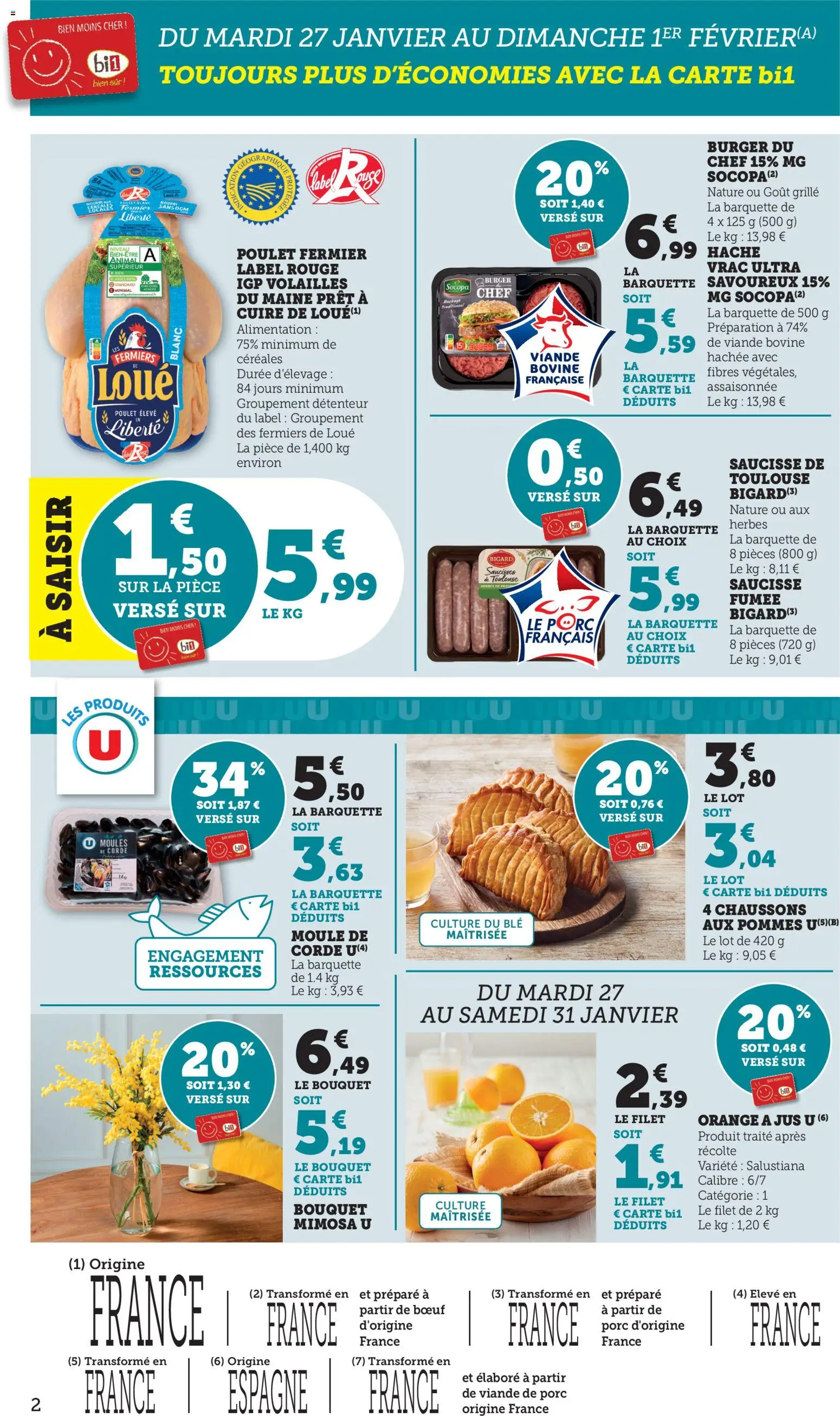 {H1} | Page: 2 | Produits: Orange a Jus, Saucisse, Pommes, Viande bovine