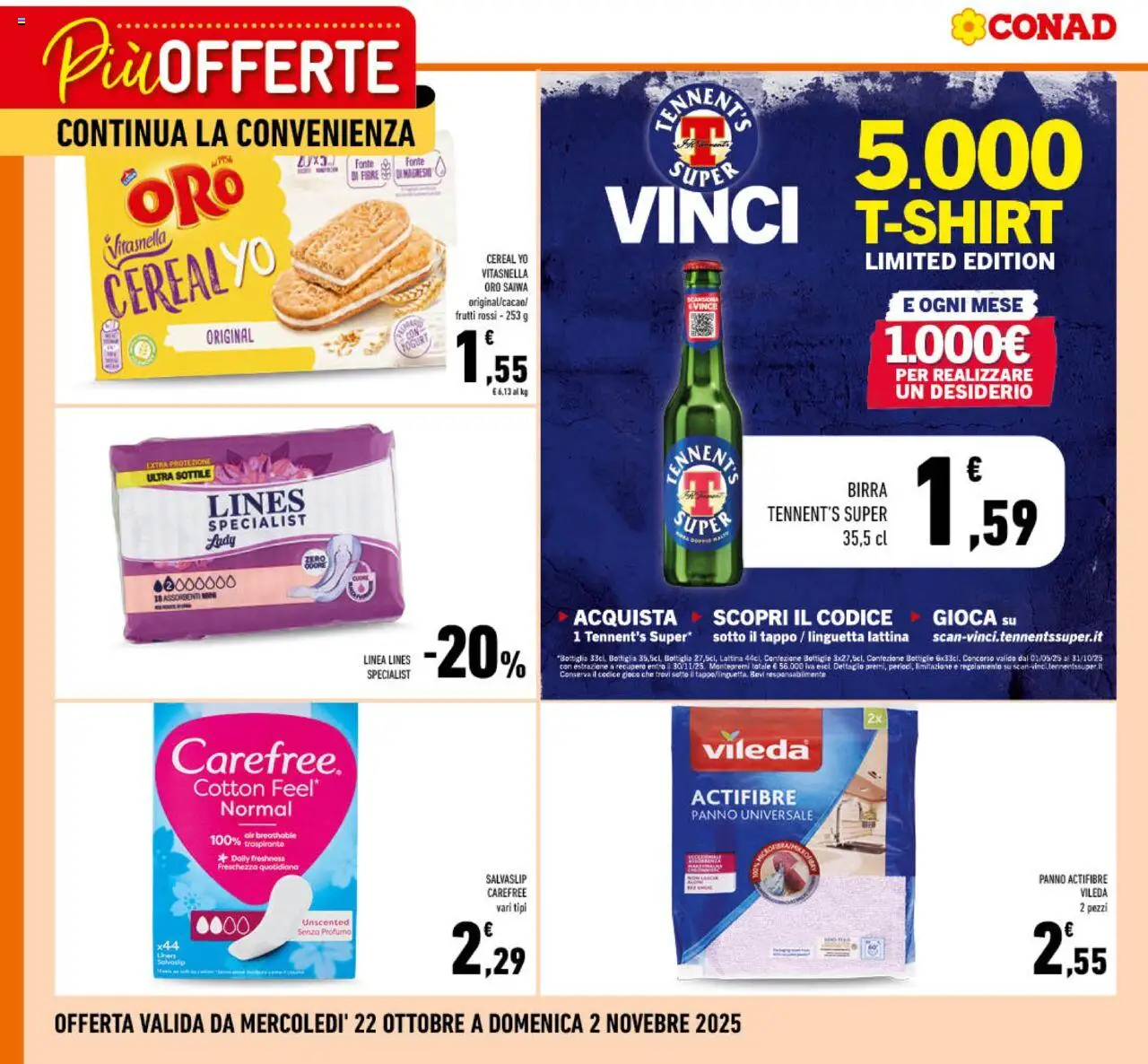 Volantino Conad del 22.10.2025 | Pagina: 2 | Prodotti: Yogurt, Birra, Bottiglia, Profumo
