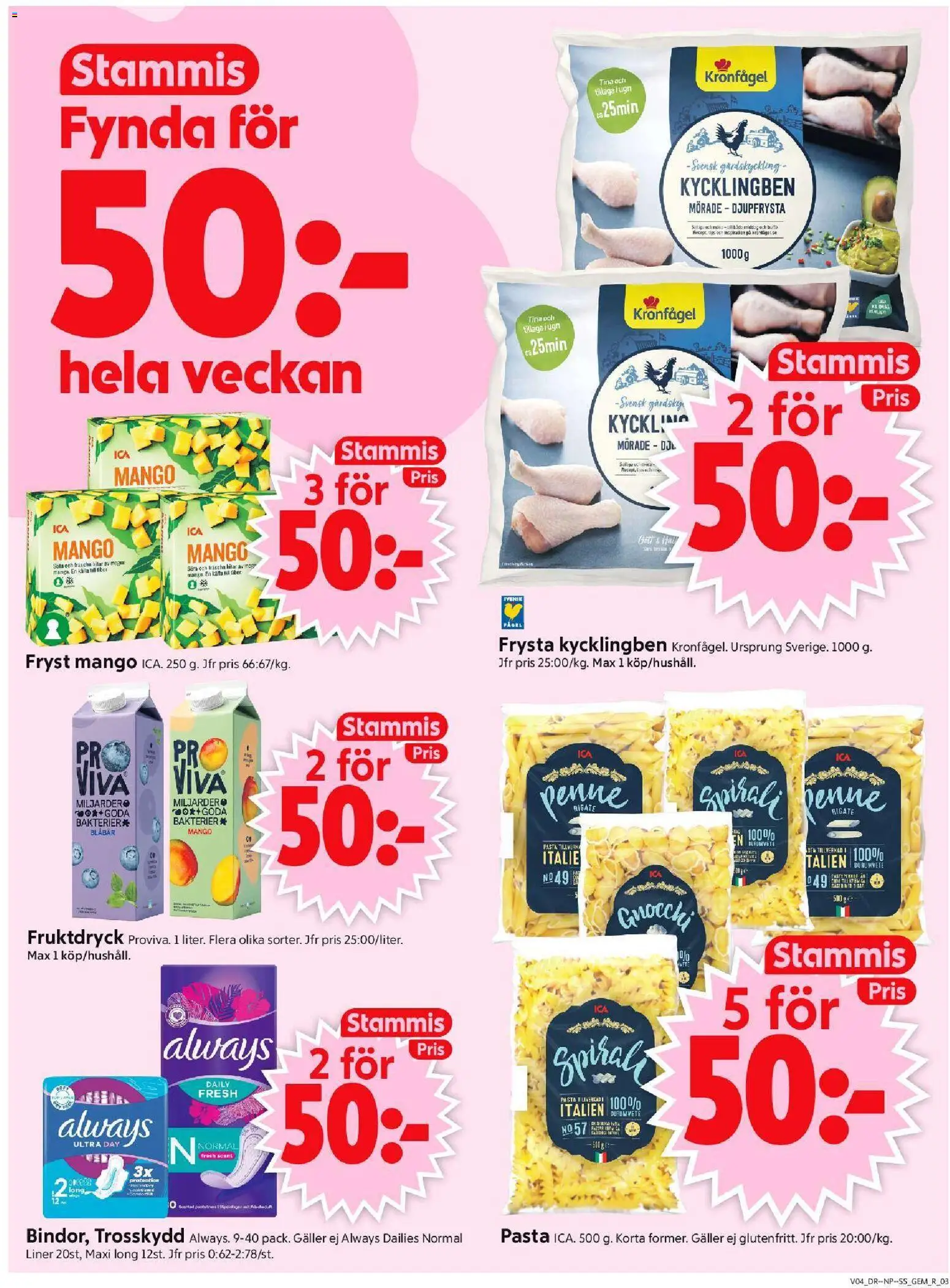 ICA Supermarket reklamblad aktuell från 19.01.2026 | Sida: 3 | Produkter: Galler, Pasta, Mango, Fräs