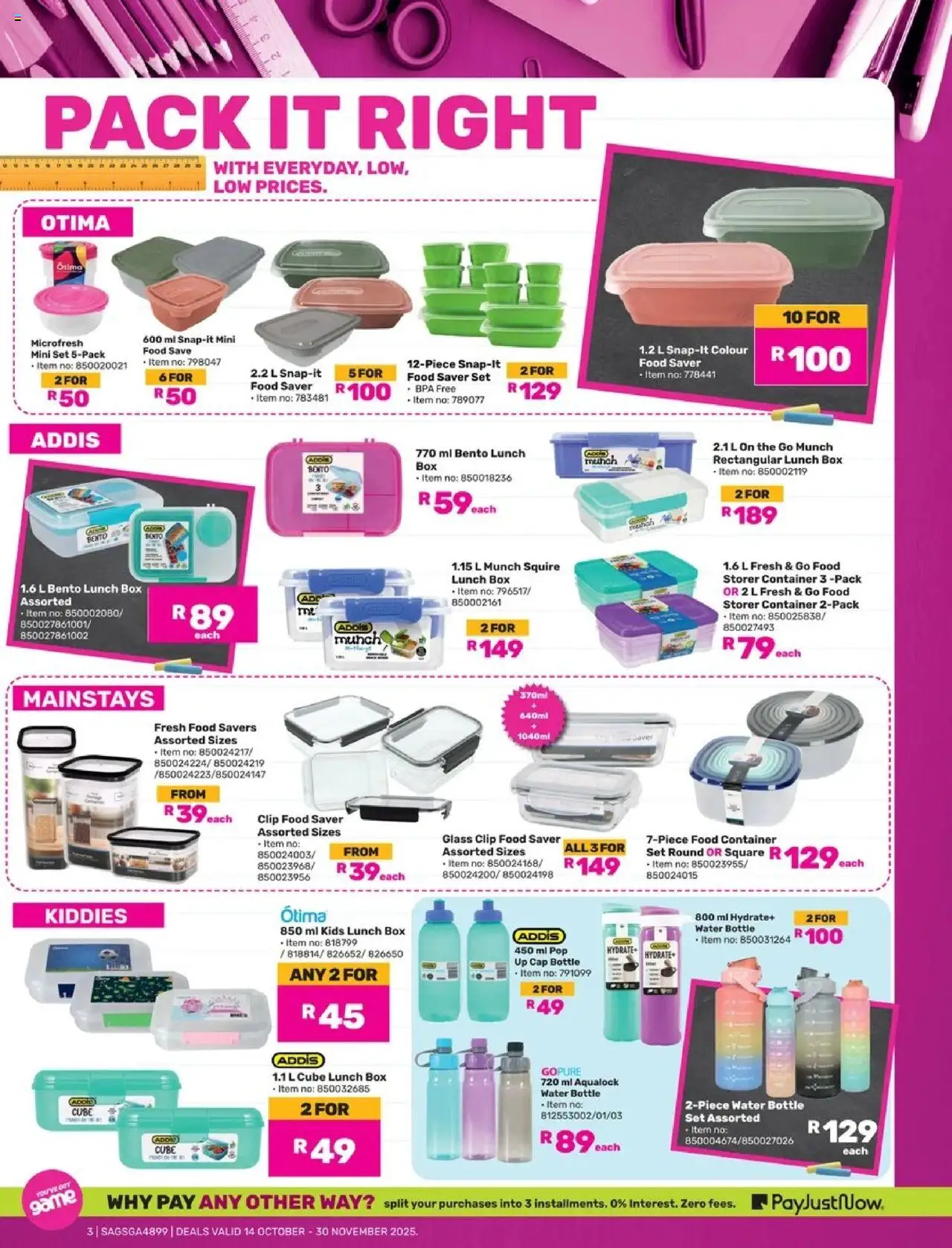 Game Back To School valid from 14.10.2025 | Page: 3 | Products: Box, Water, Game, Cap