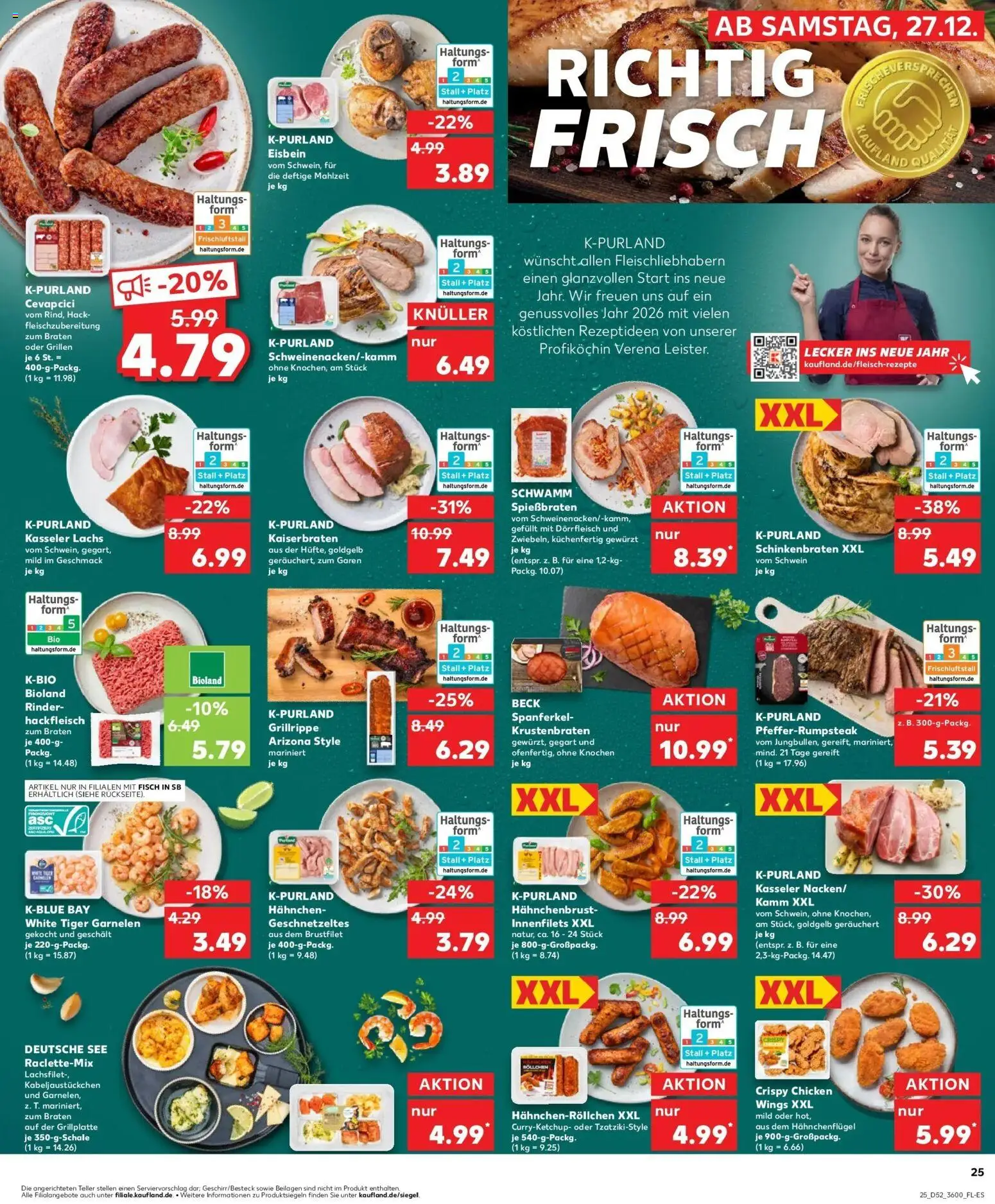 Kaufland prospekt Rodewisch	 – gültig ab 28.12.2025 | Seite: 25 | Produkte: Krustenbraten, Lachs, Tiger garnelen, Hahnchenbrust