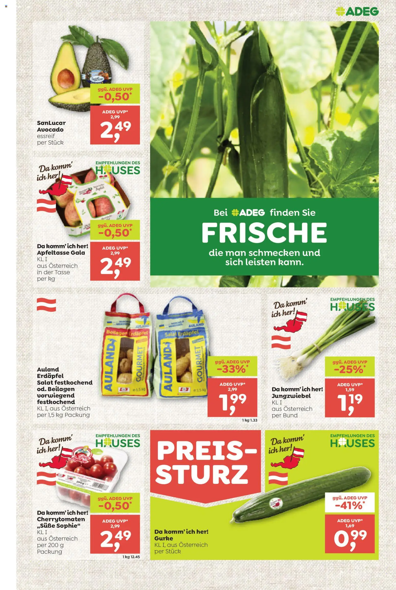 ADEG Flugblatt gültig ab 09.04.2026 | Seite: 3 | Produkte: Salat, Avocado