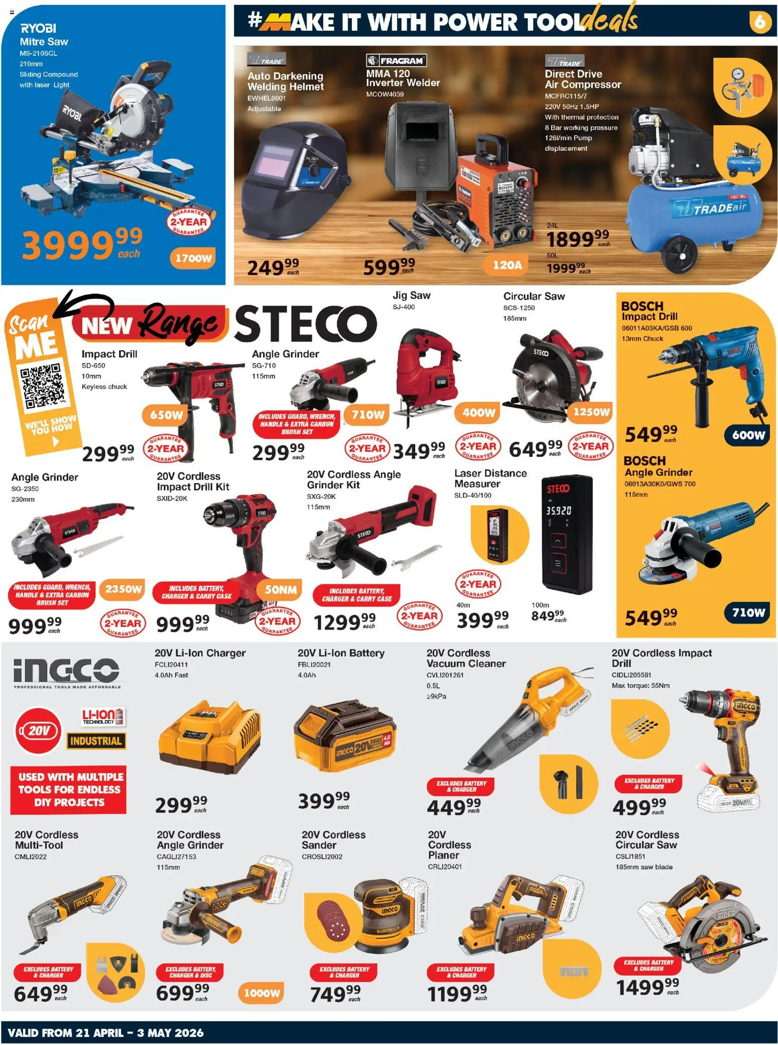 New MICA catalogue – valid from 21.04.2026 | Page: 6 | Products: Case, Vacuum cleaner, Compressor, Angle grinder