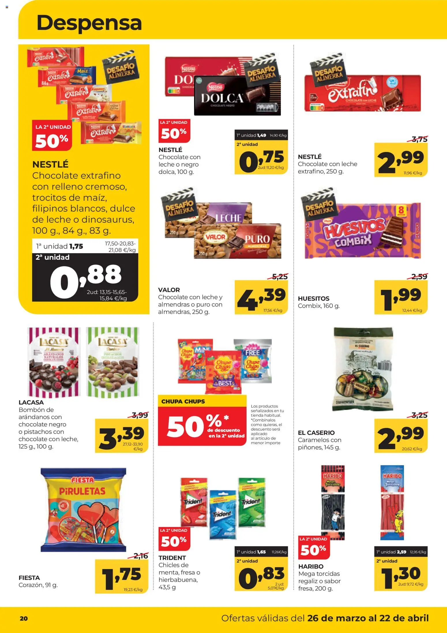 Alimerka Mensual del 26 de marzo al 22 de abril Castilla y León │ válido desde el 26.03.2026 | Página: 20 | Productos: Leche, Chocolate, Chocolate con leche