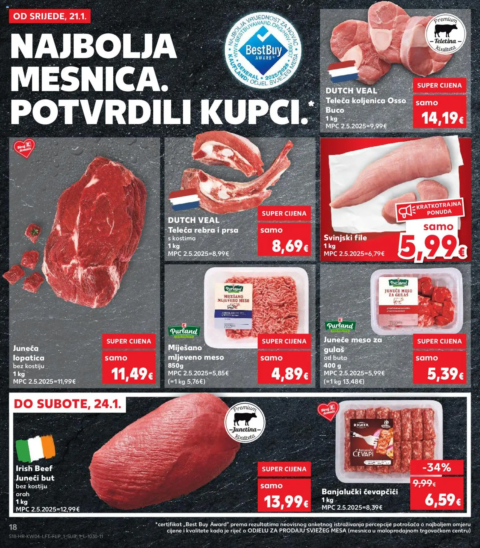 Kaufland katalog | vrijedi od 21.01.2026 | Stranica: 18 | Proizvodi: Teletina, Meso, Mljeveno meso, Lopatica