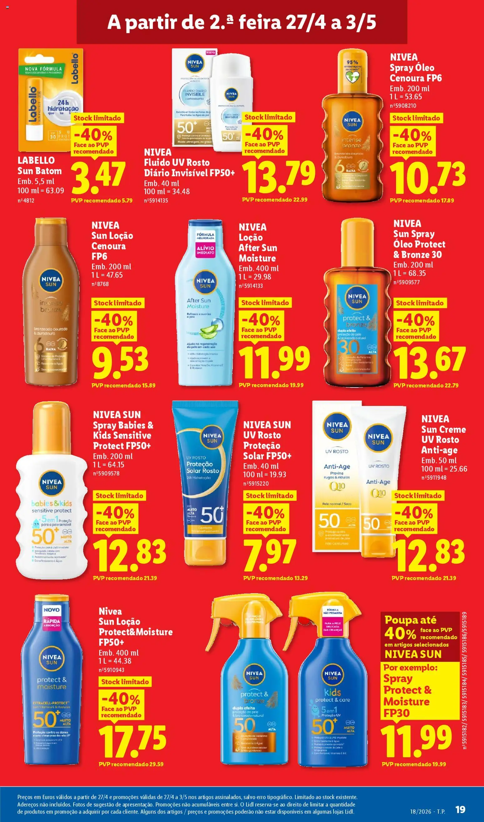 Lidl folheto │ válido de 27.04.2026 | Página: 19 | Produtos: Agua, Batom, Autobronzeador, Cenoura