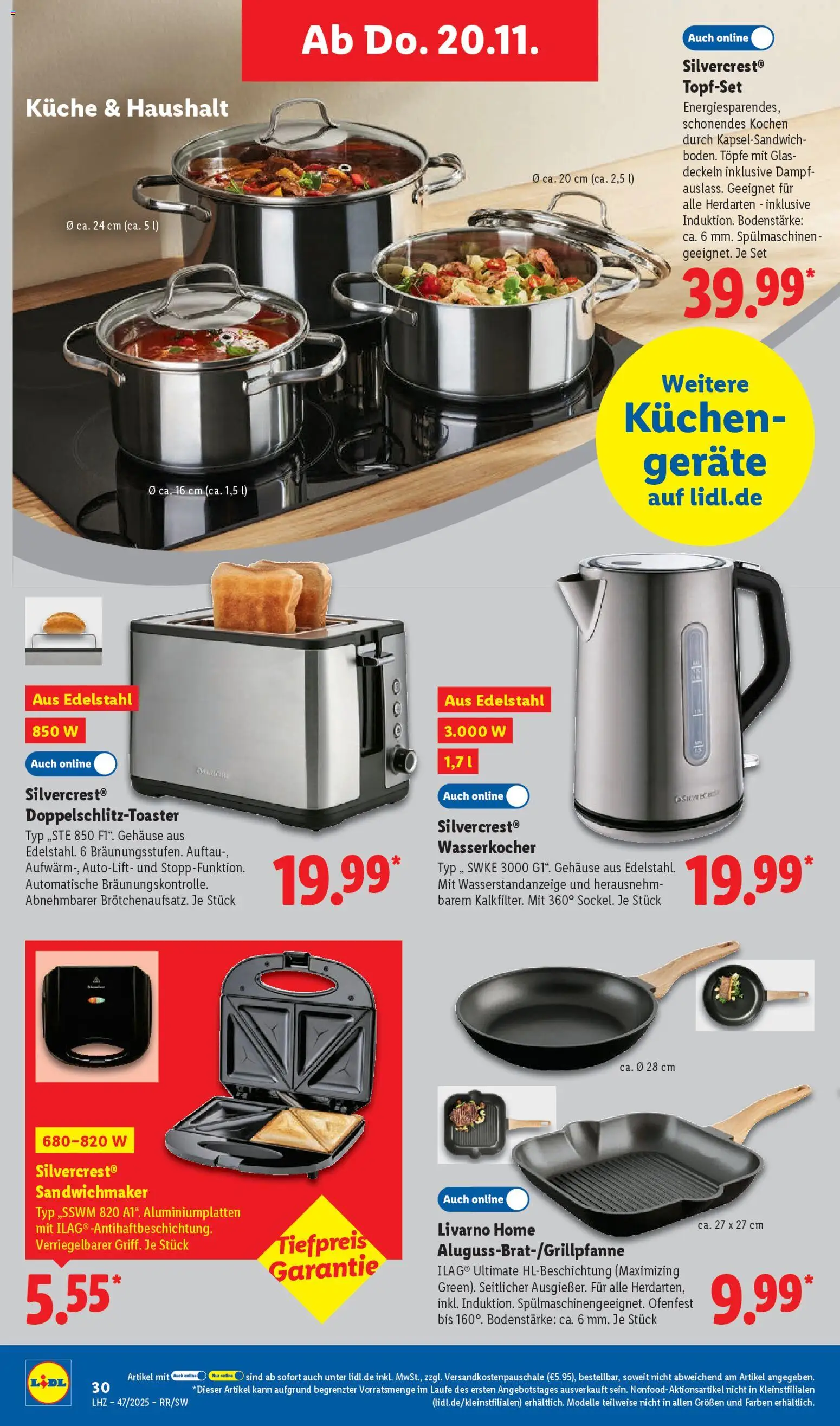 Lidl Prospekt Bestwig – gültig ab 17.11.2025 | Seite: 44 | Produkte: Wasserkocher, Sandwichmaker, Küche, Kuchen